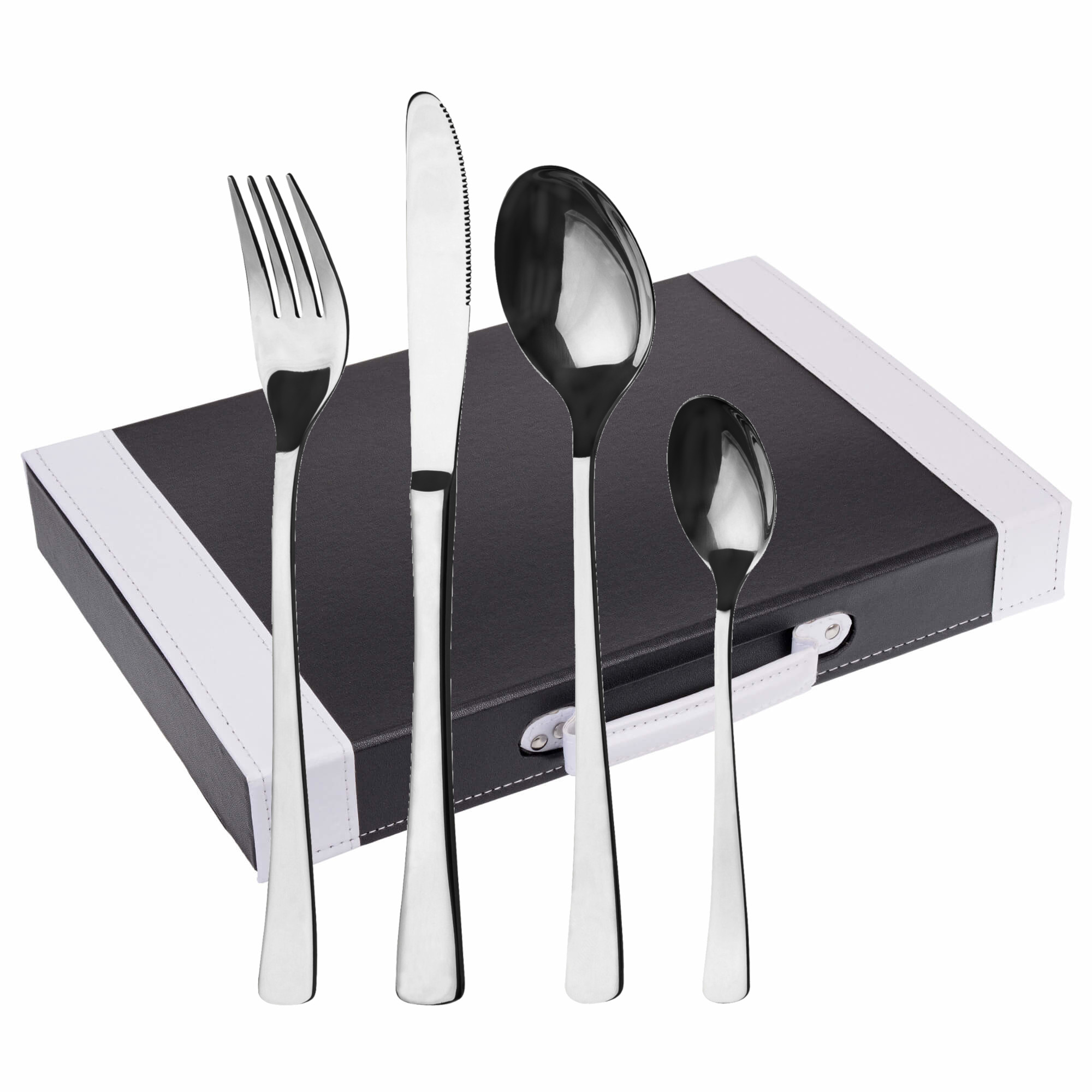 Besteckkoffer Serie Würzburg schwarz-weiß 24-teilig