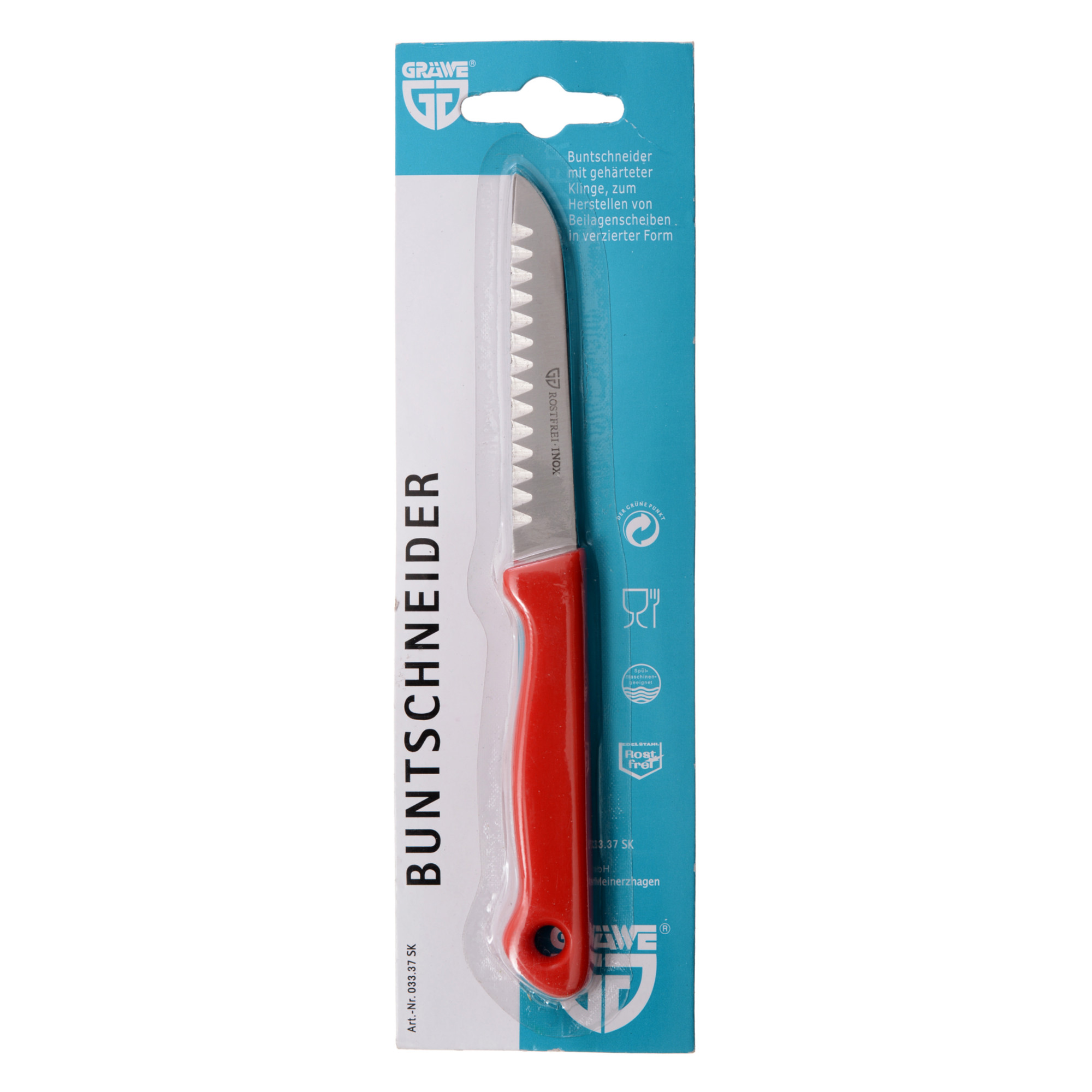 Buntschneidemesser mit rotem Kunststoffgriff