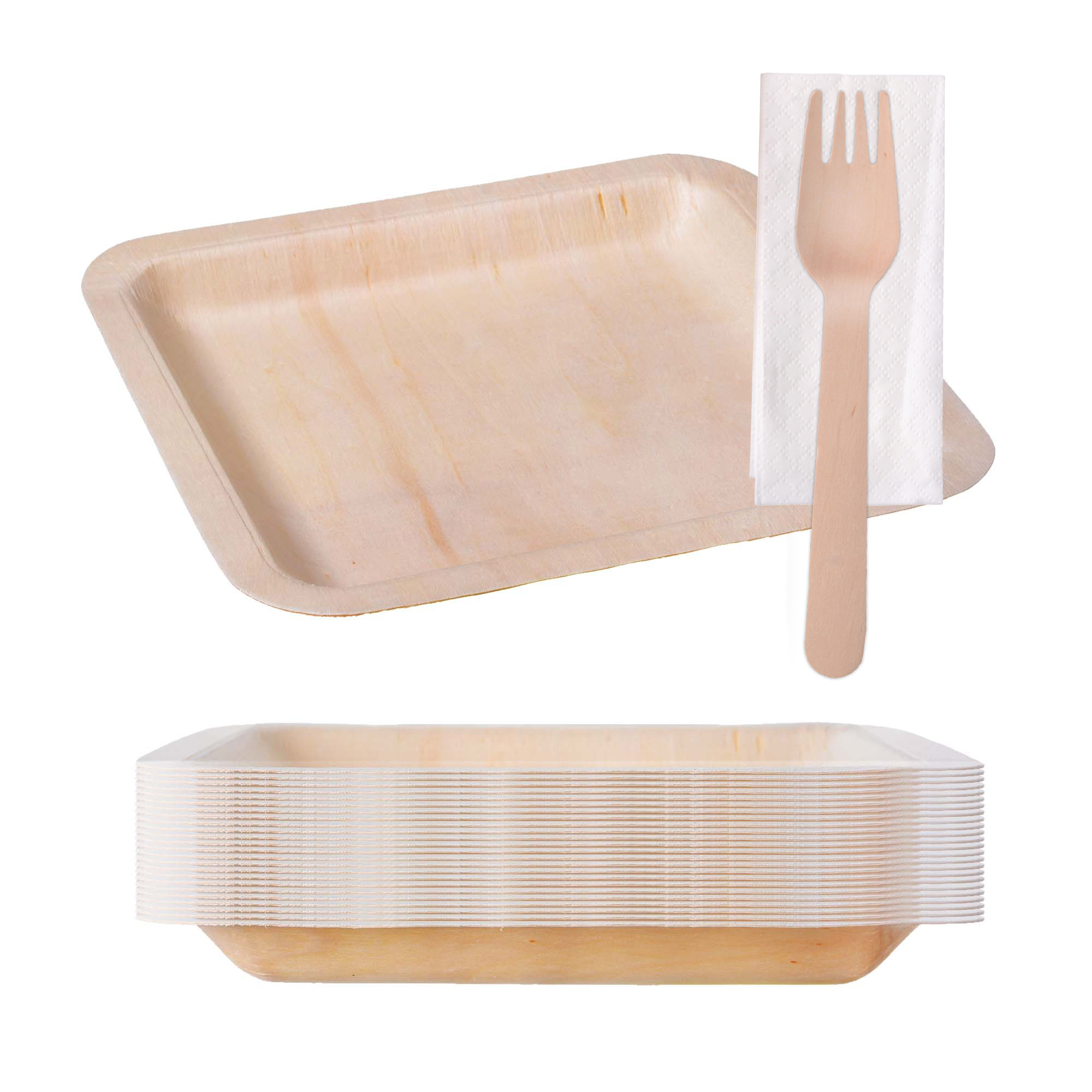 Einweg Partyset Teller und Holzgabeln 25er Set