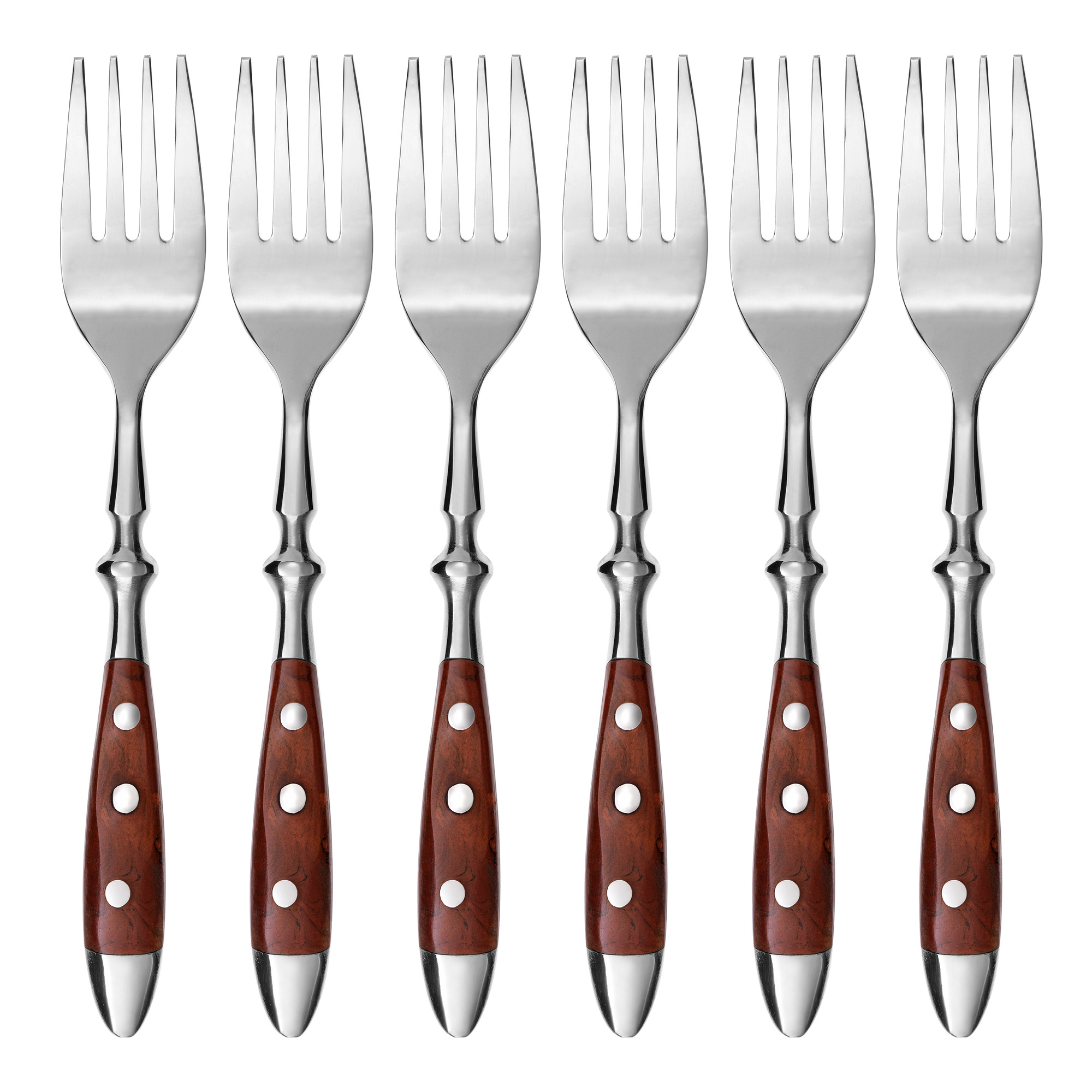 GRÄWE Dessertgabel, Serie Nürnberg, 6er Set, braune Griffe