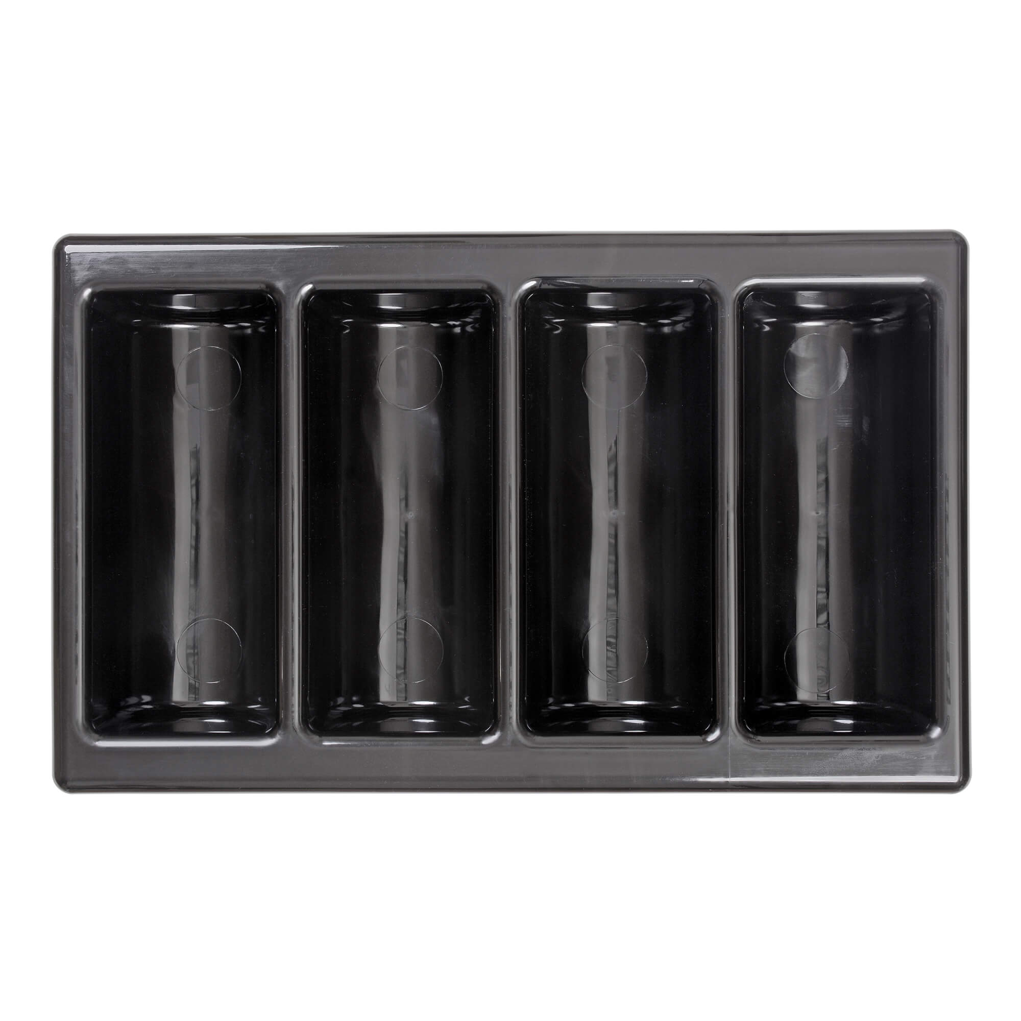 Besteckkasten 4 Fächer, inkl. Deckel, schwarz, Polypropylen