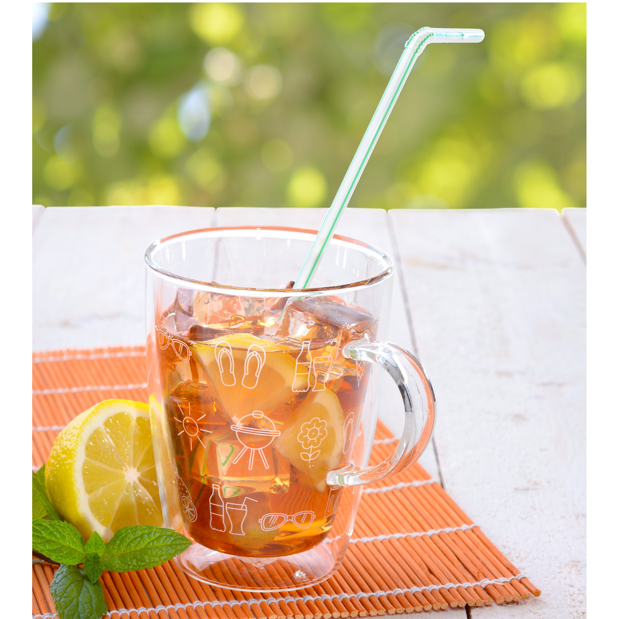 Doppelglas-Becher mit Henkel, 300 ml, 'Sommer'