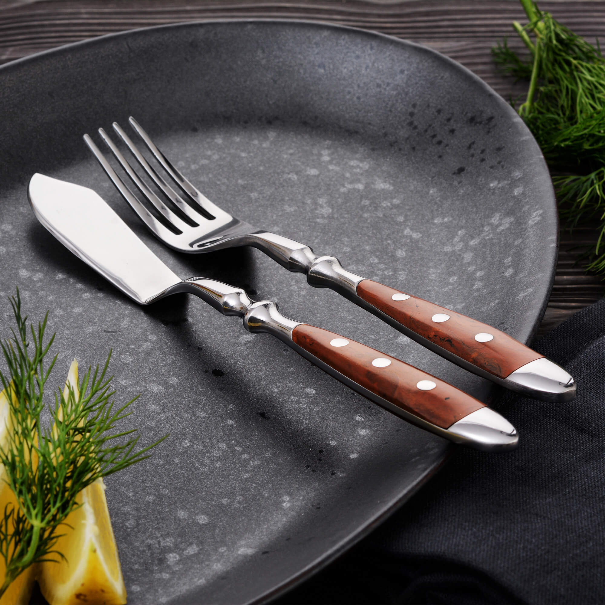 Fischmesser 6 Stück, Serie Nürnberg, braun