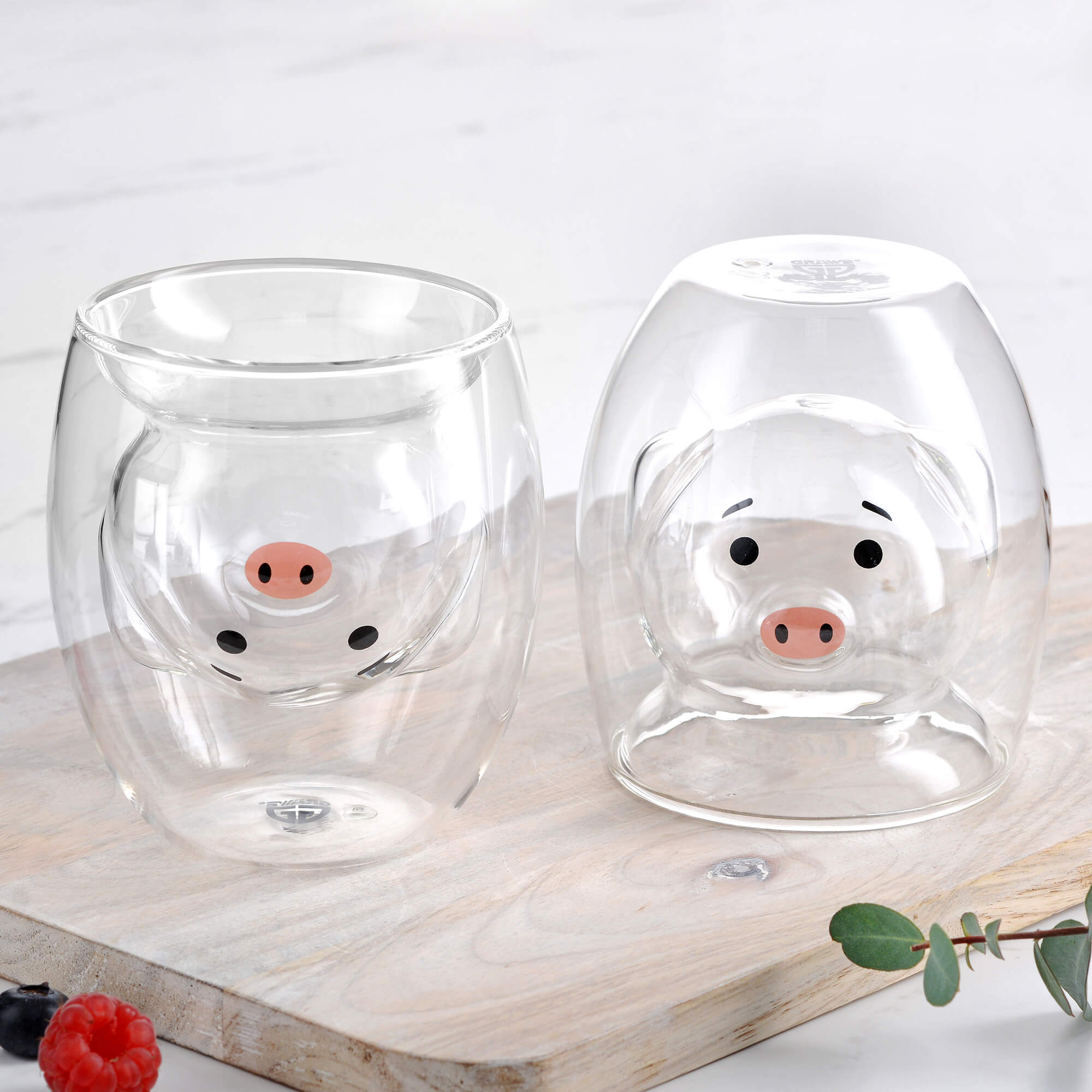 GRÄWE Doppelwandige-Thermogläser, 200ml, 2er Set, Motiv Schwein