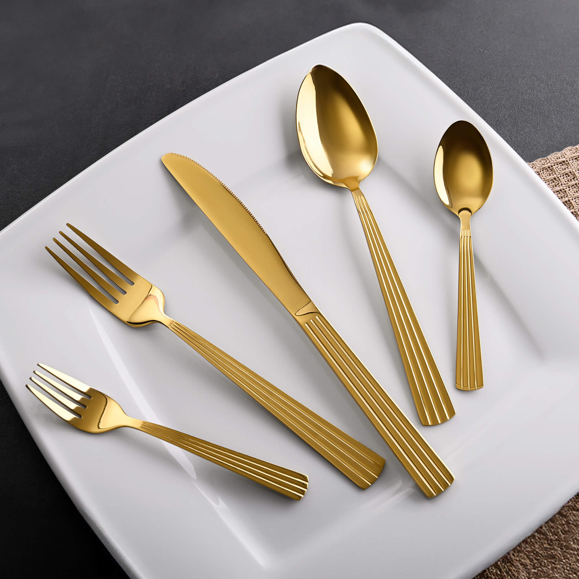 Kuchengabeln, Serie Athen, 4-teilig, gold, Edelstahl