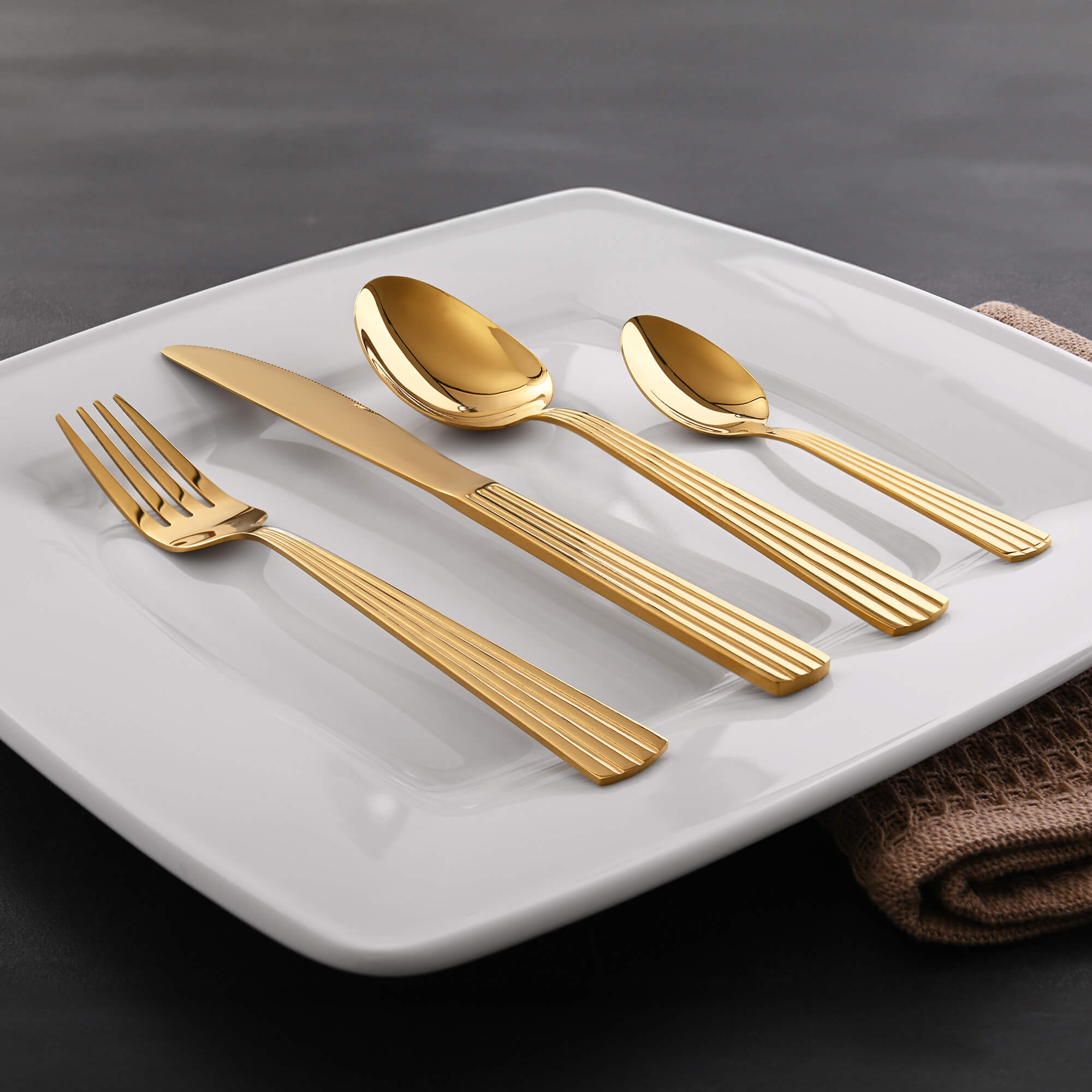 Besteckset Athen, 16-teilig, 4 Personen, gold, Edelstahl