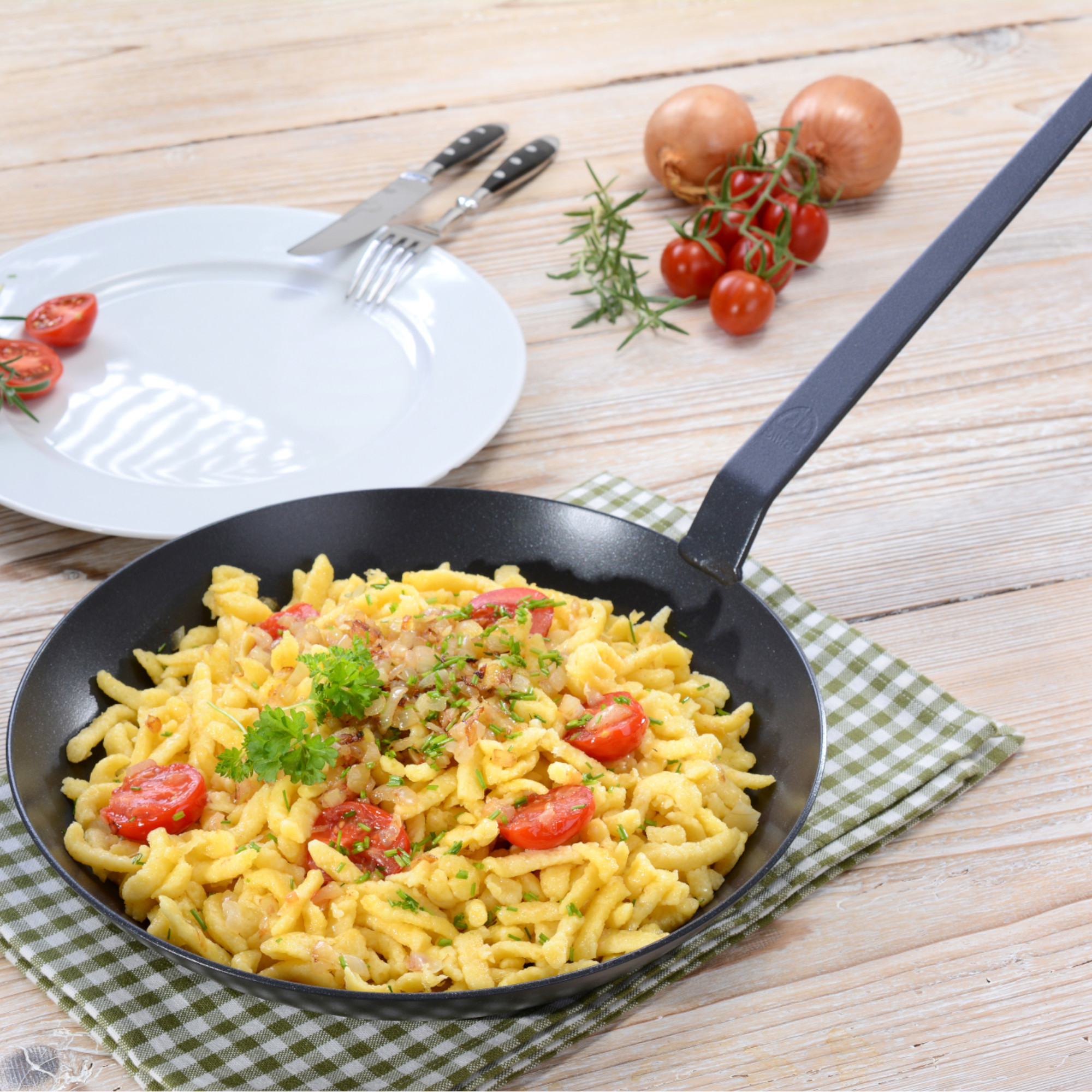 Schmiedeeiserne Bratpfanne 28 HOCH mit Keramikbeschichtung ECO PRO