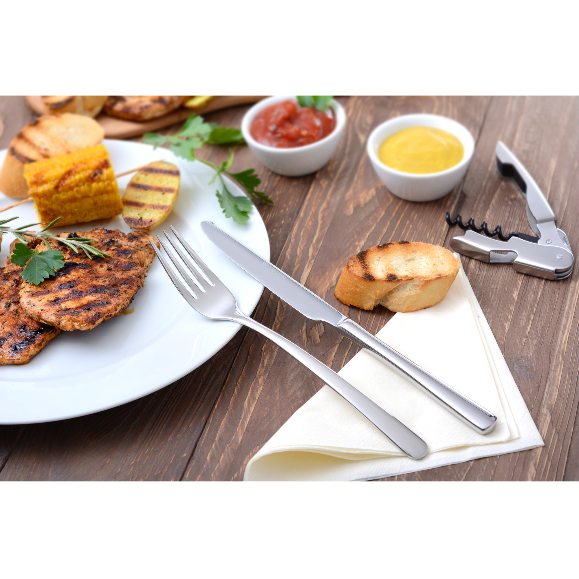Grill-/Tafelbesteck SYLT in Holzkiste, mit Flaschenöffner