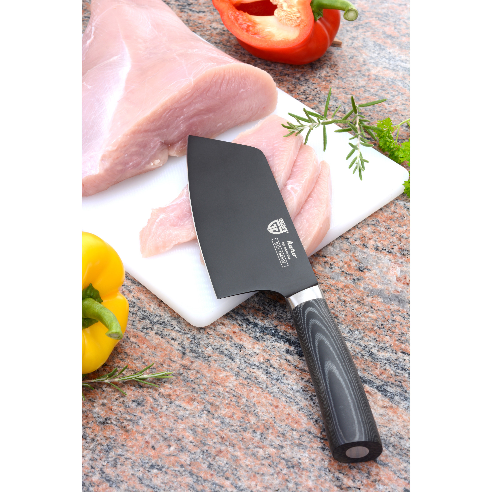Messerblock mit Trimmer und Beil, Serie KURO