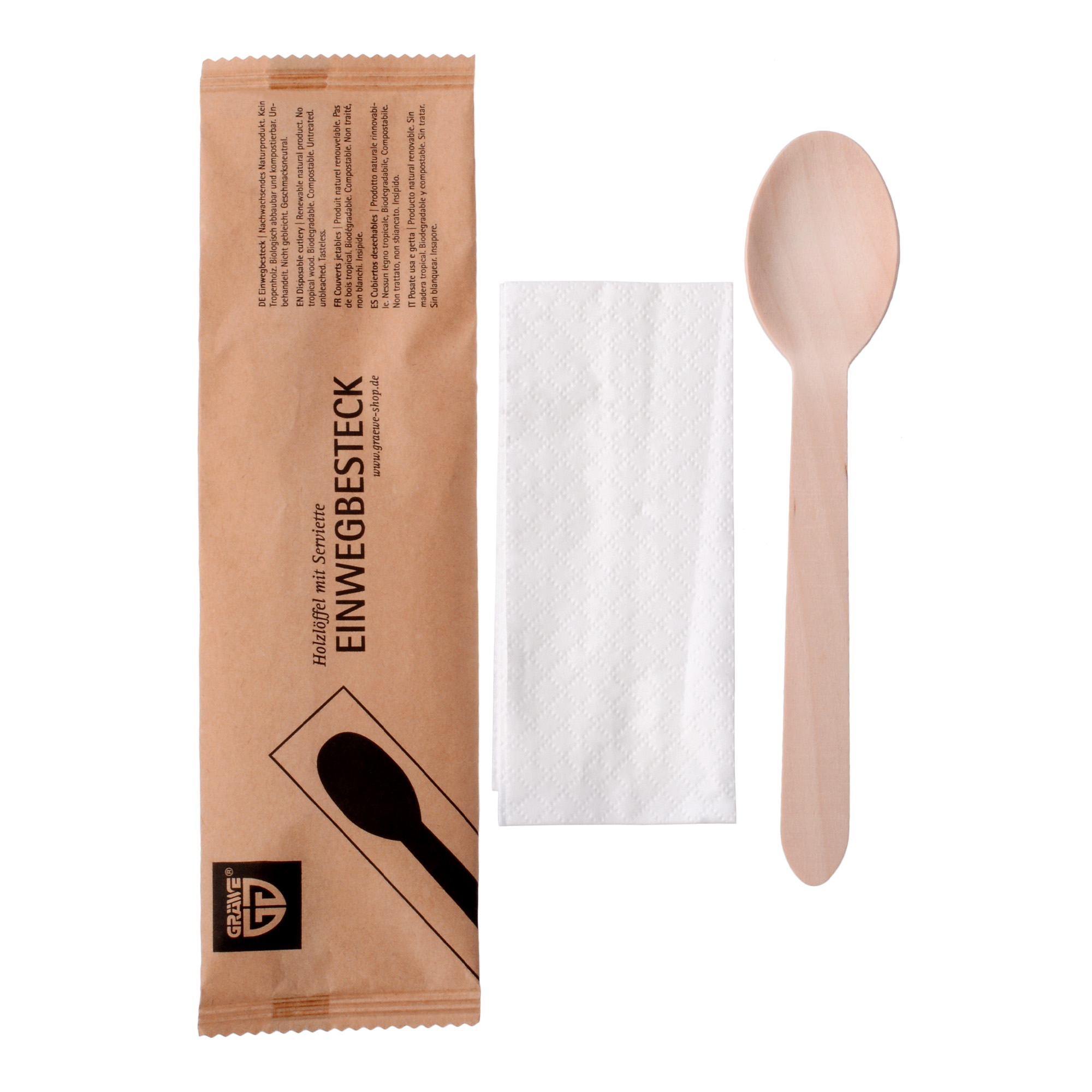 Holzlöffel mit Serviette 25-tlg. Set