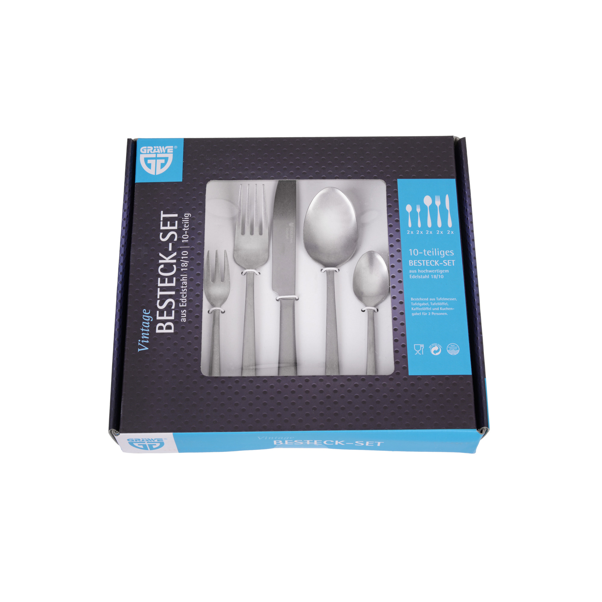 Besteckset 10-teilig, Edelstahl 18/10, Serie VINTAGE