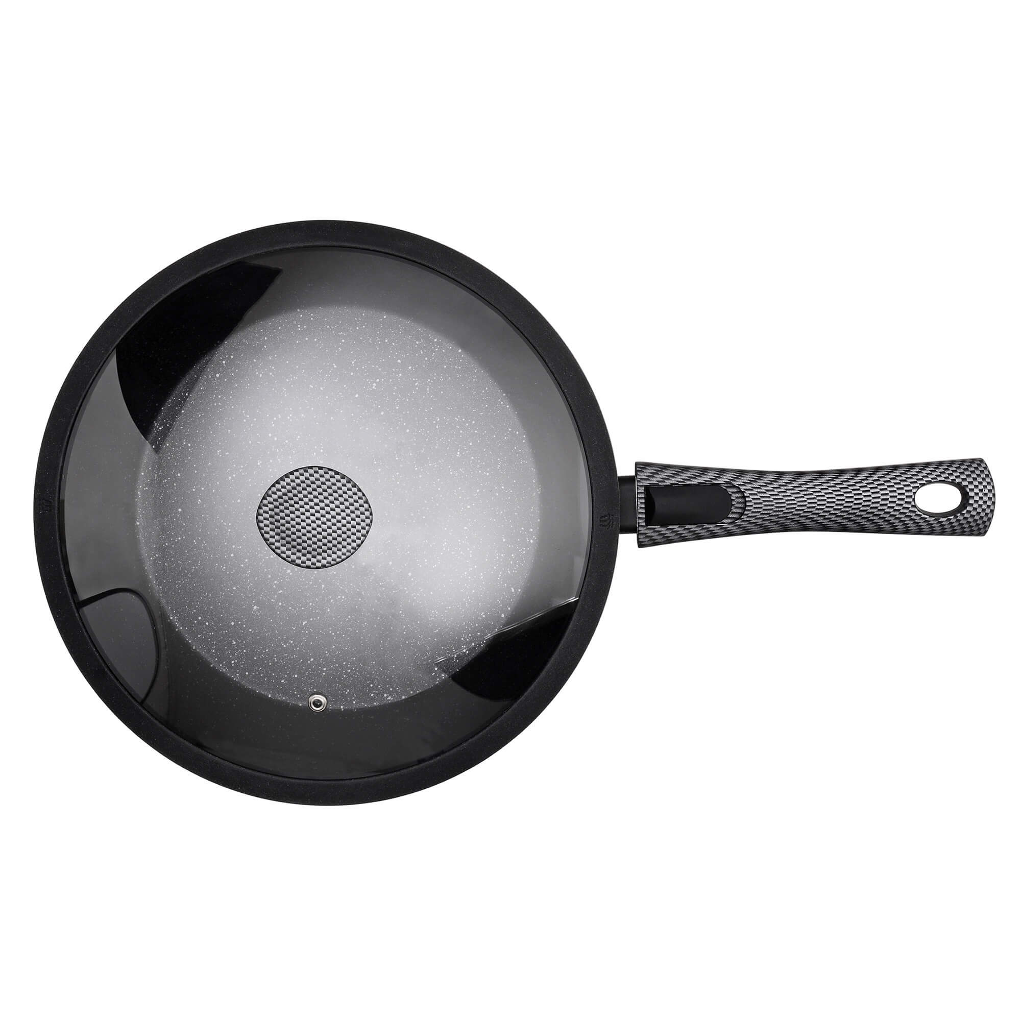 Pfanne Aluminium 28 cm, mit abnehmbarem Griff, Deckel und Wender