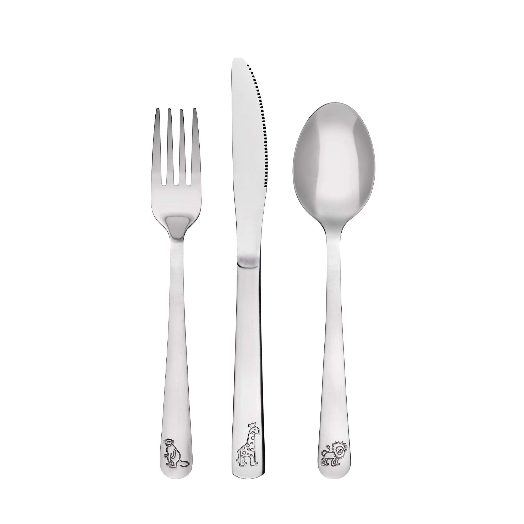 Kinderbesteck, 12-teilig, mit Tiermotiven