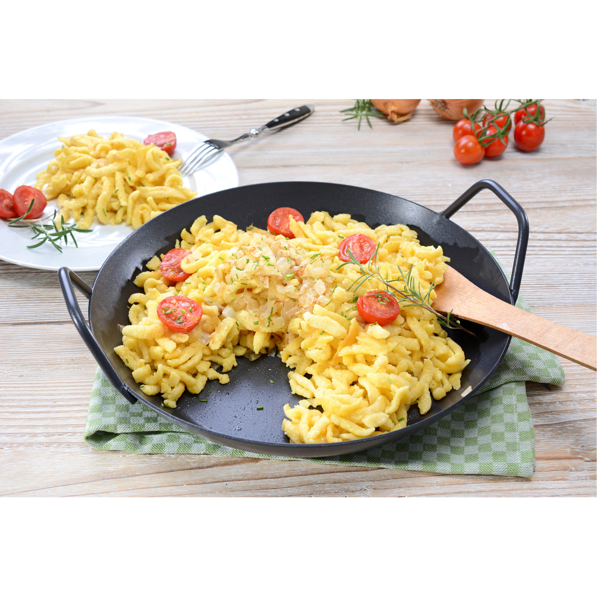 Schmiedeeiserne Servierpfanne 32 cm HOCH mit Keramikbeschichtung ECO PRO