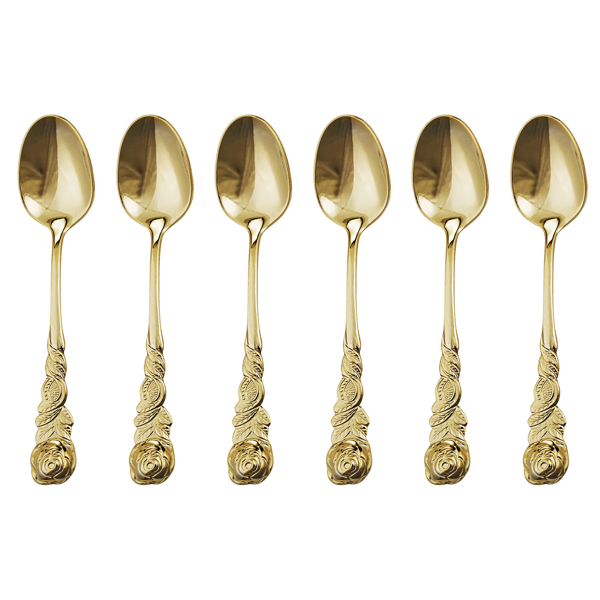 6 Stück Espressolöffel, Farbe Gold