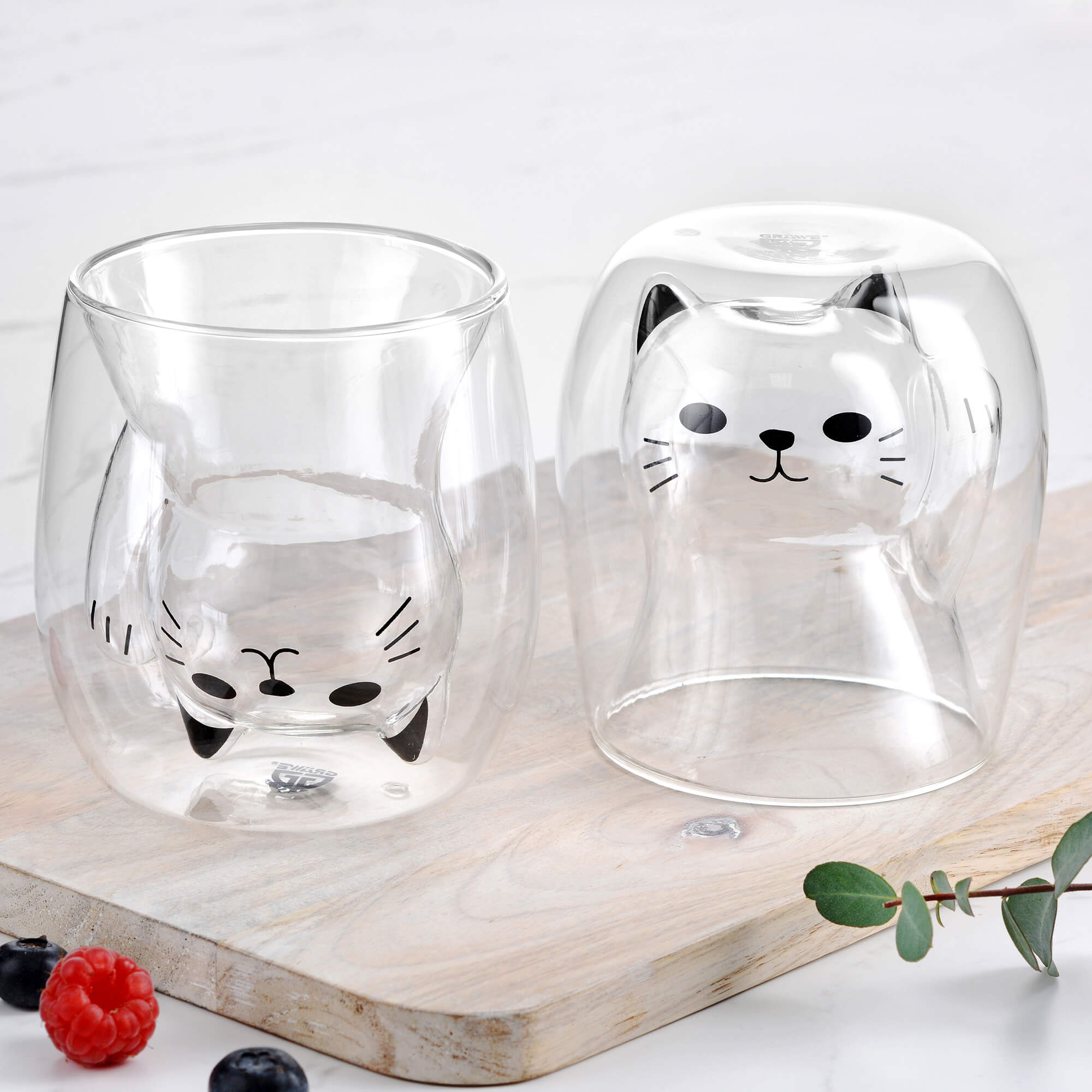 GRÄWE Doppelwandige-Thermogläser, 190ml, 2er Set, Motiv Katze