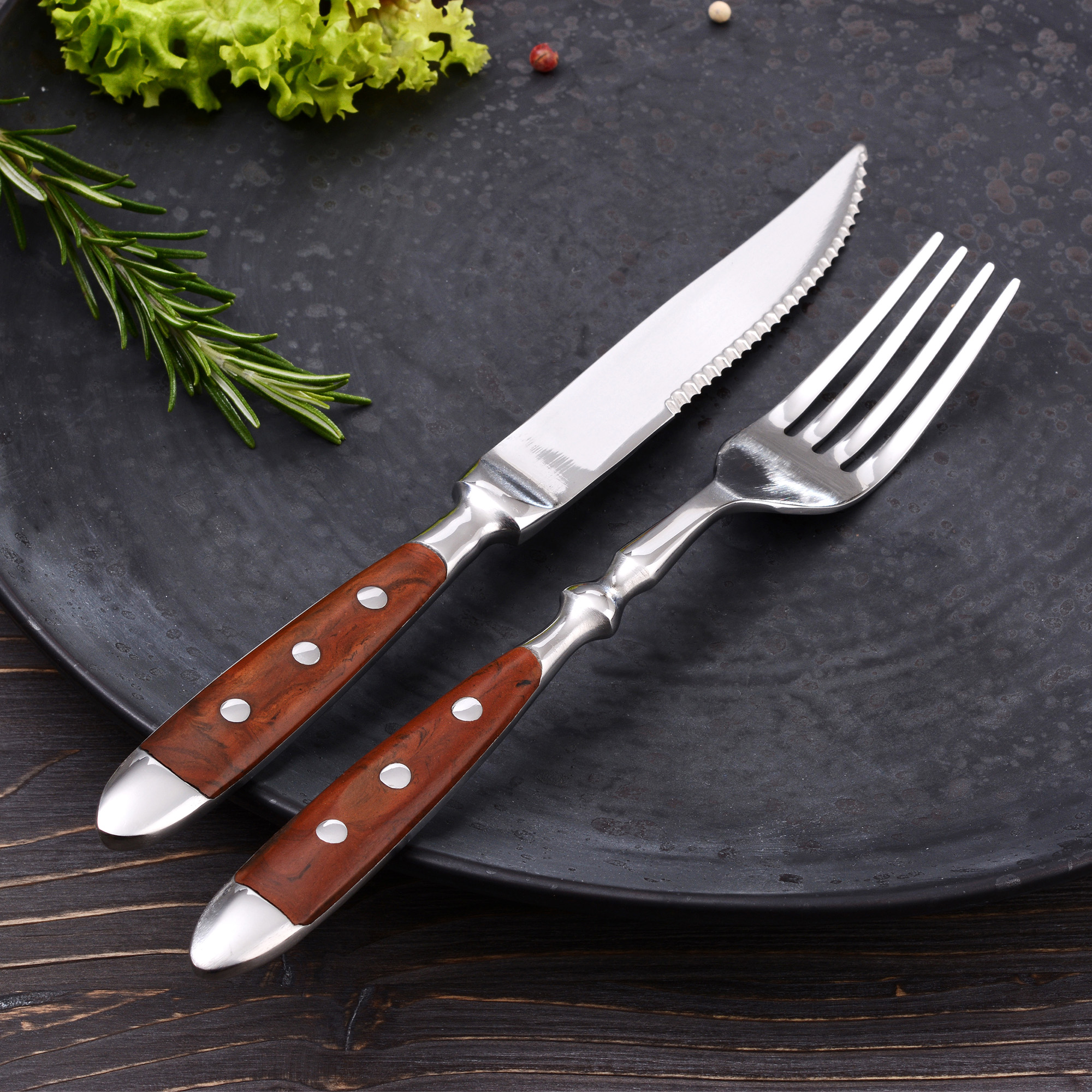 Steakbesteck 12-tlg. geschmiedet, NÜRNBERG braun