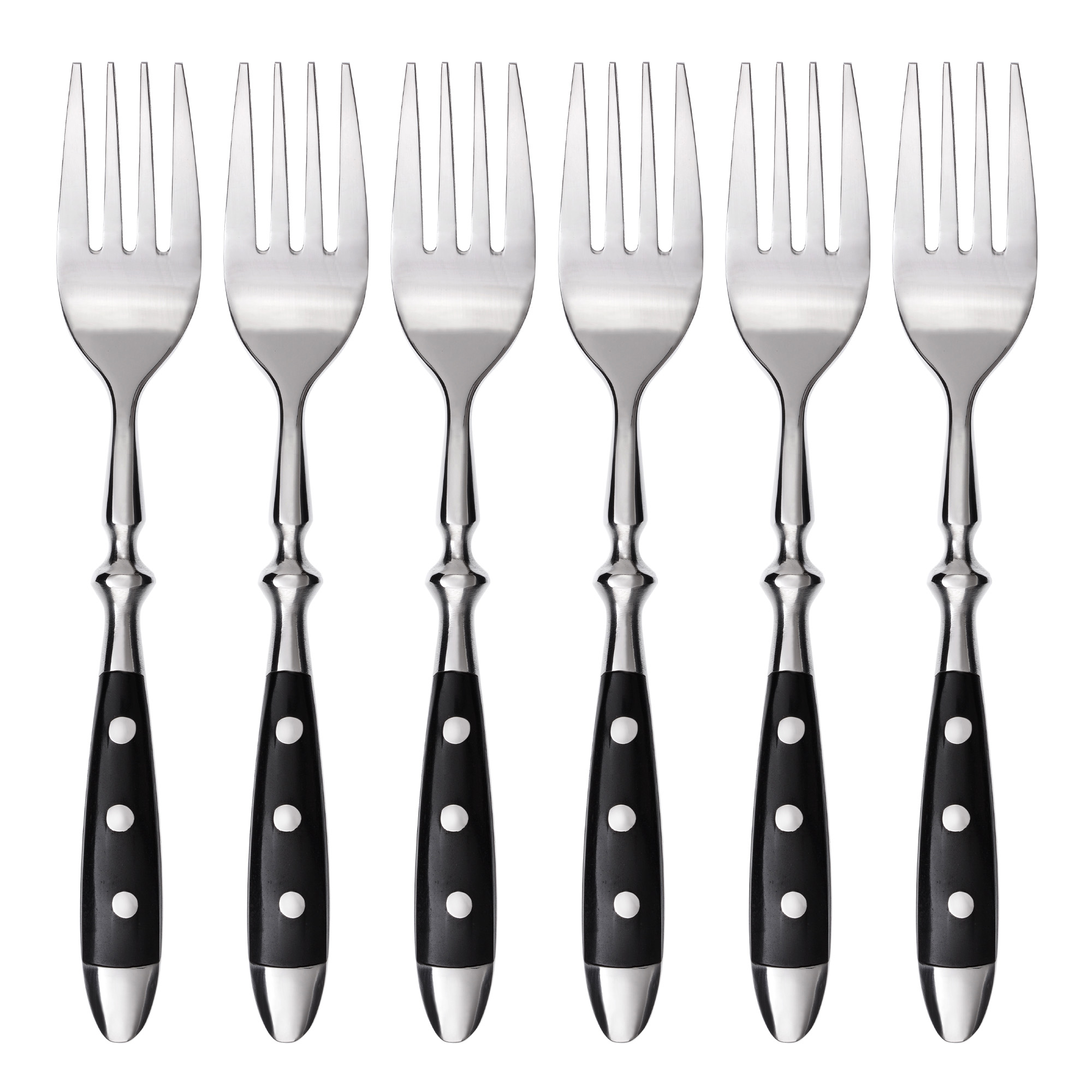 GRÄWE Dessertgabel, Serie Nürnberg, 6er Set, schwarze Griffe