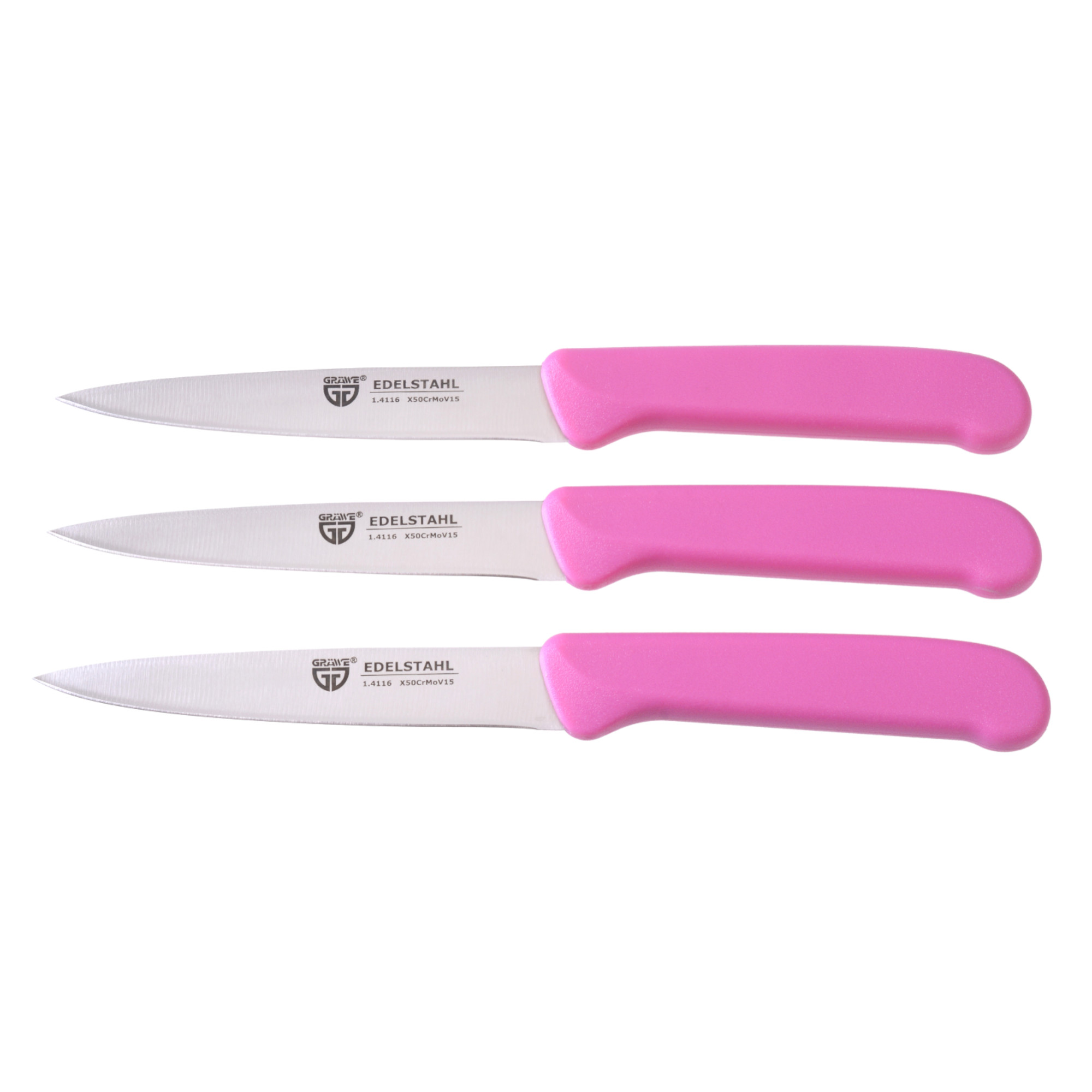 Gemüsemesser 3 Stück, Edelstahl pink