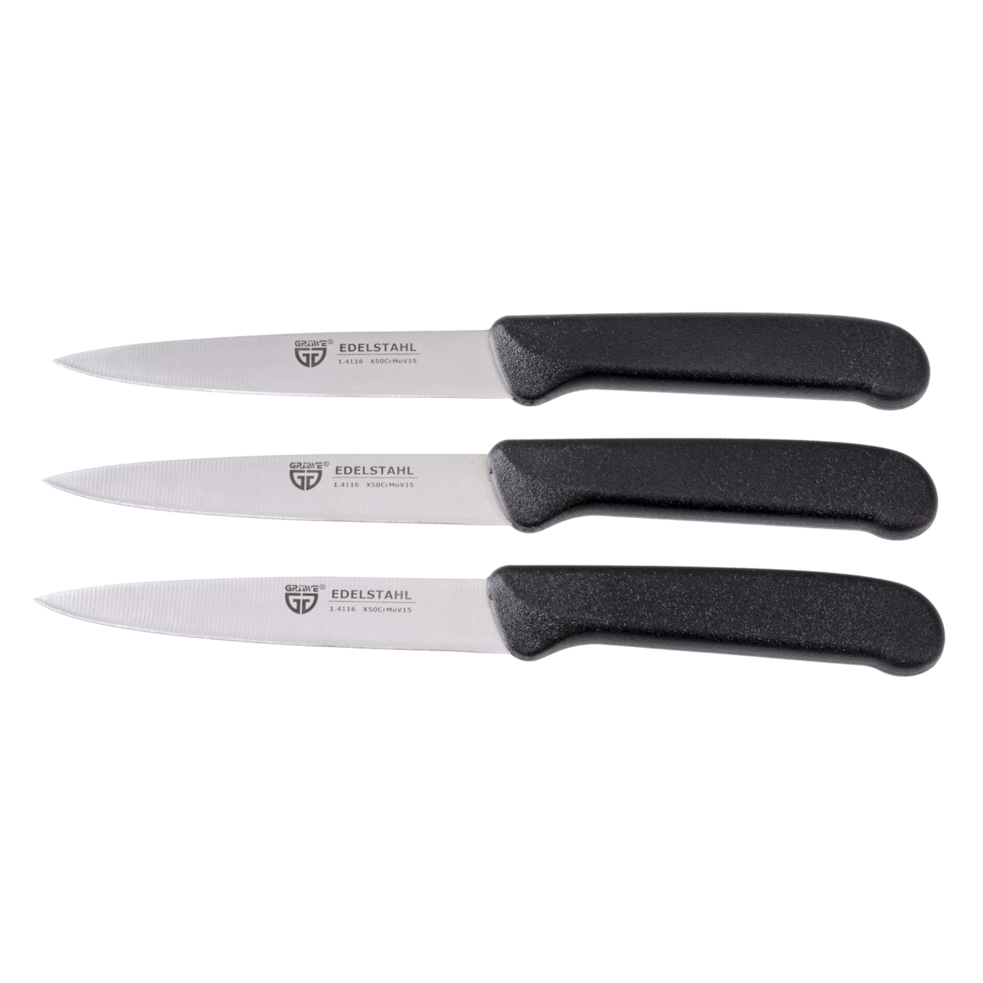 Gemüsemesser 3 Stück, Edelstahl schwarz