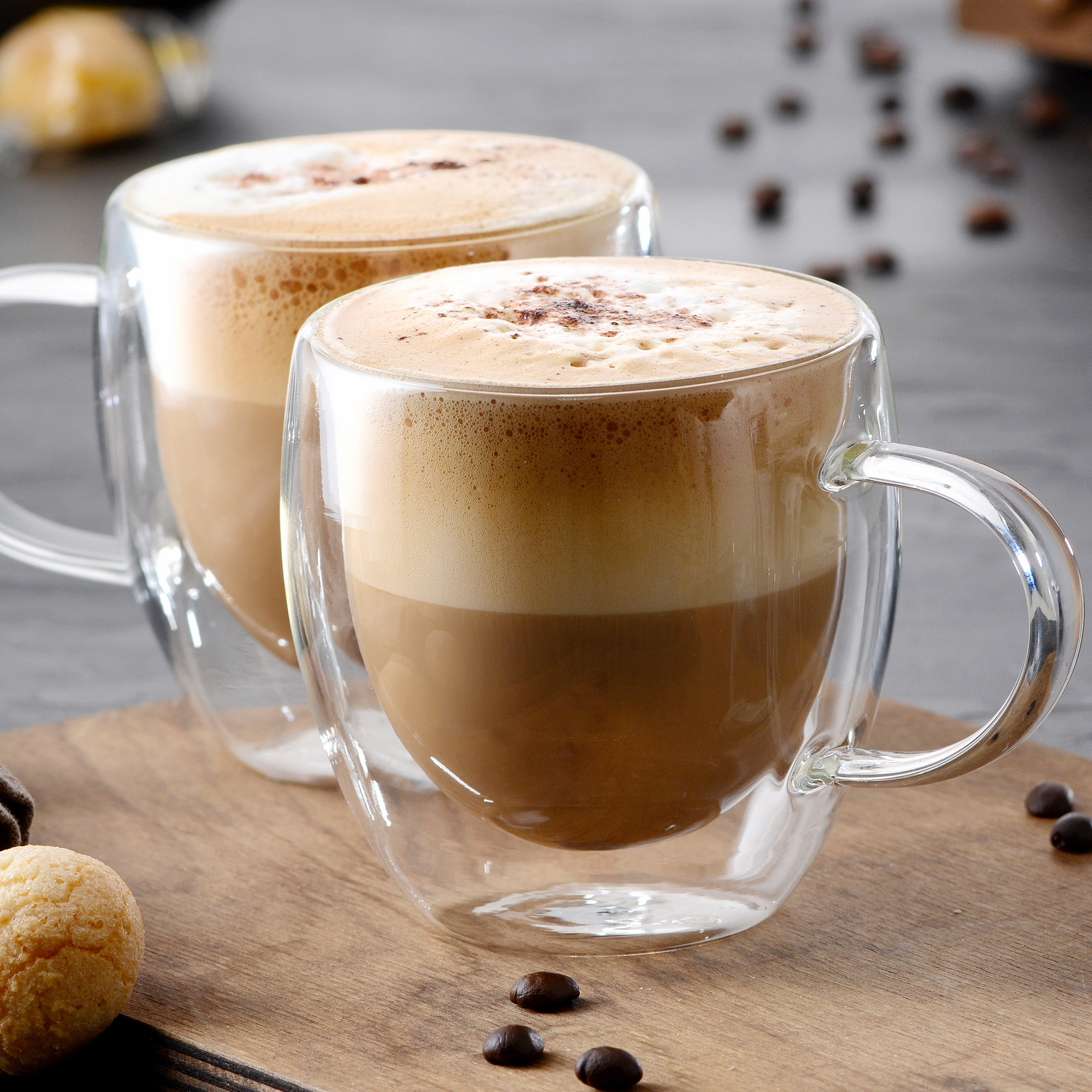 GRÄWE Doppelwandige Cappuccino-Thermogläser mit Henkel, 250 ml, 2er Set