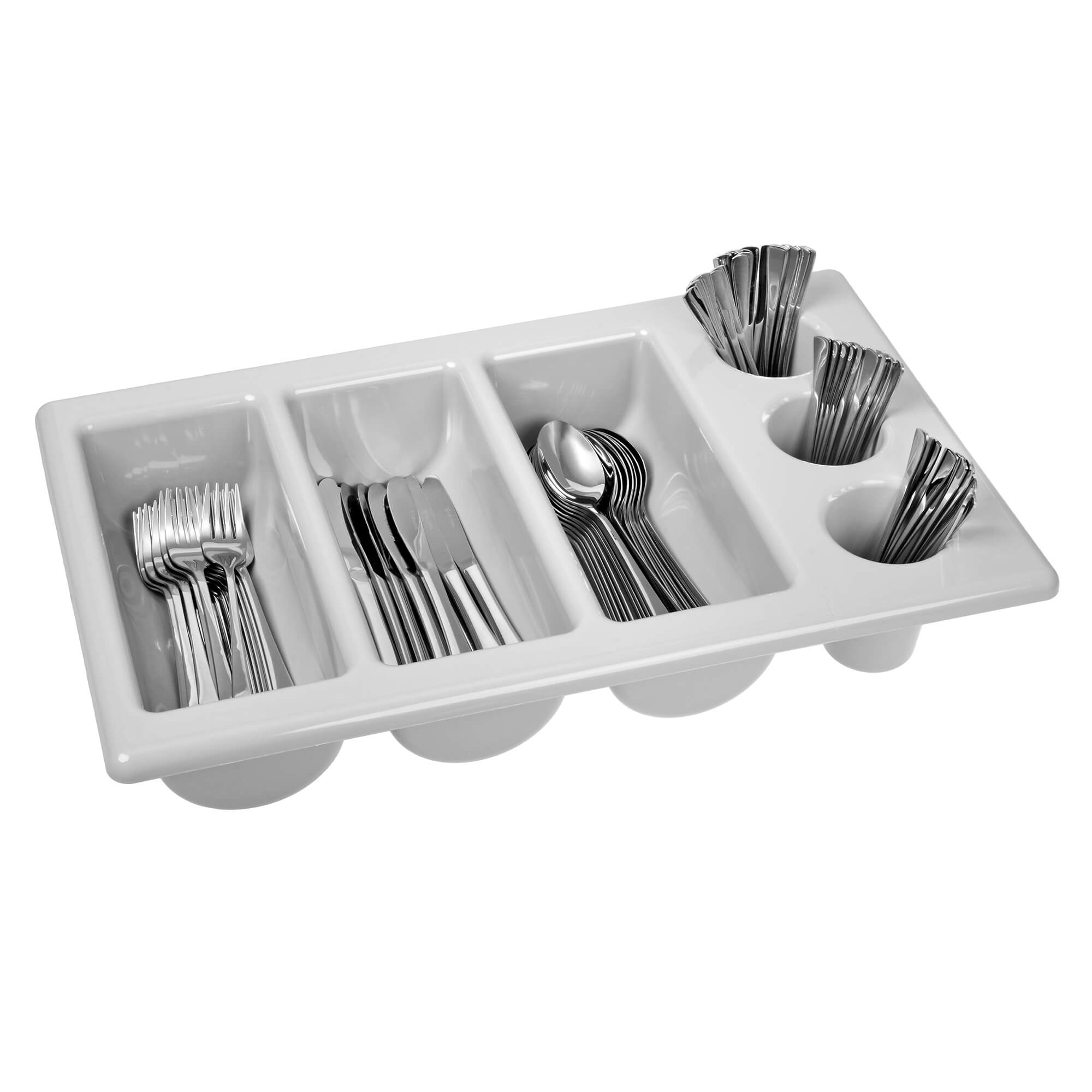 Besteckkasten mit 3 Köchern inkl. Deckel grau, Polypropylen