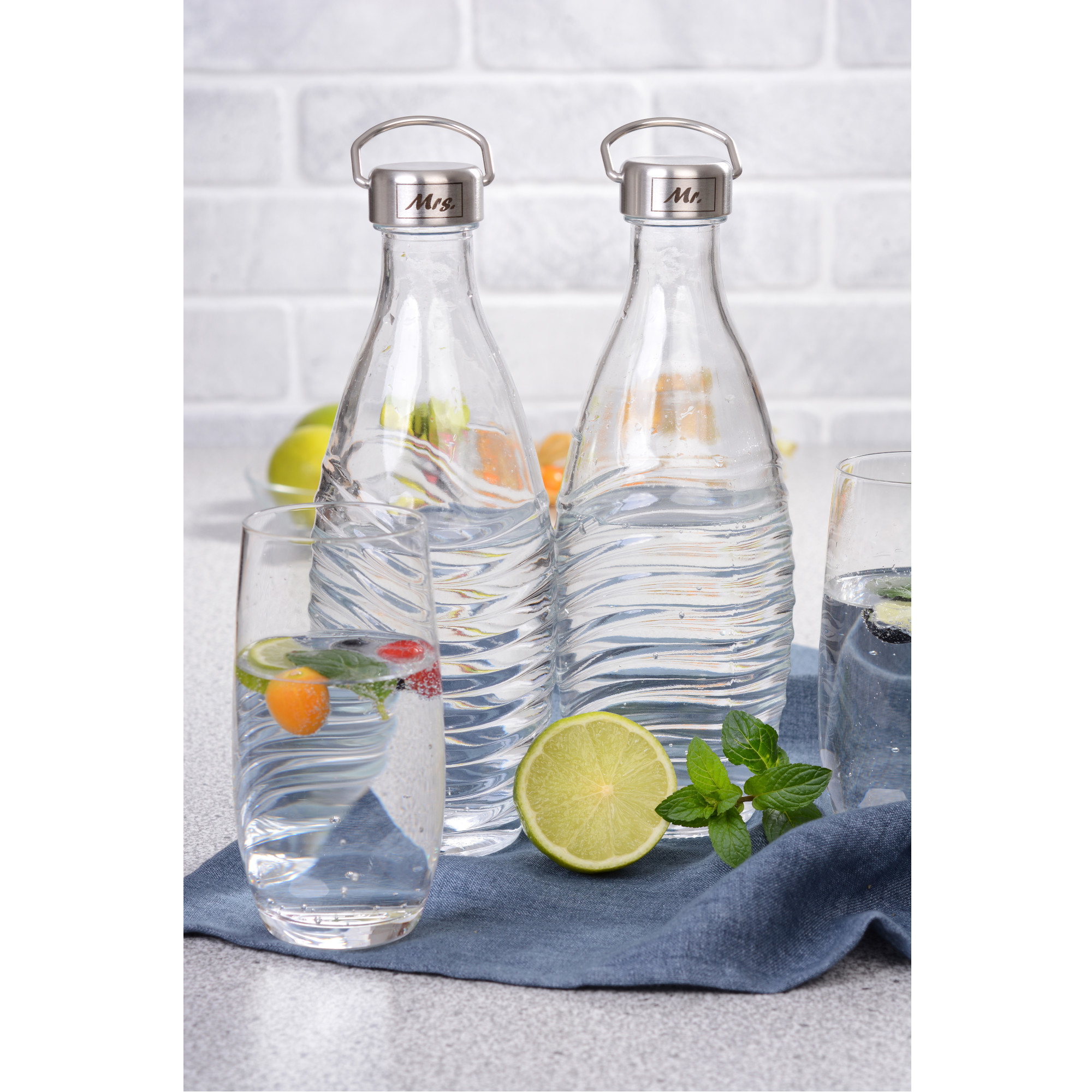 Schraubdeckel Edelstahl, für Sodastream, Mr. und Mrs.