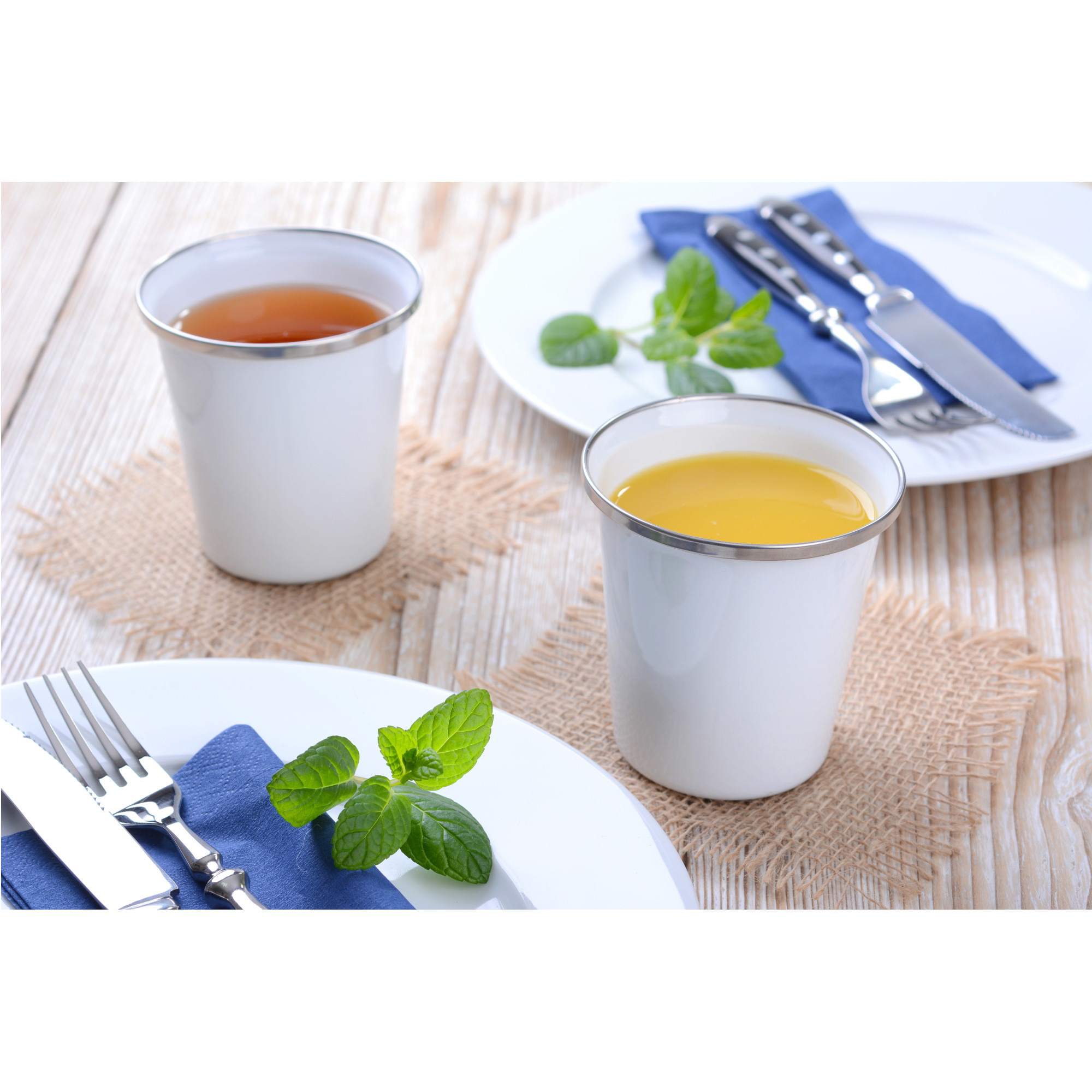 Trinkbecher Emaille weiß