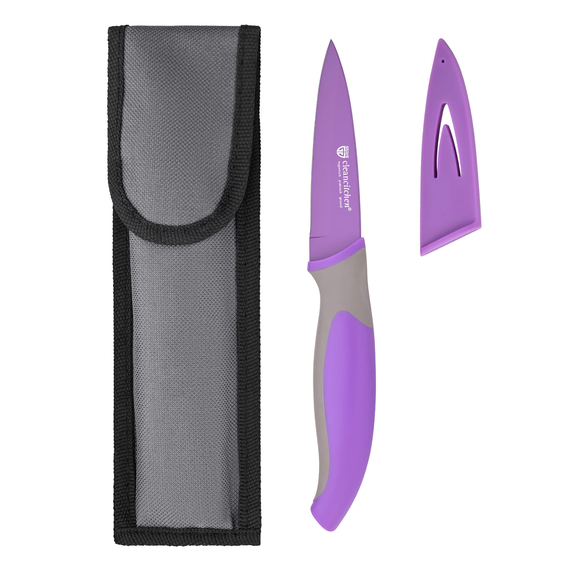 3er Set Küchenmesser mit Klingenschutz lavendel C3