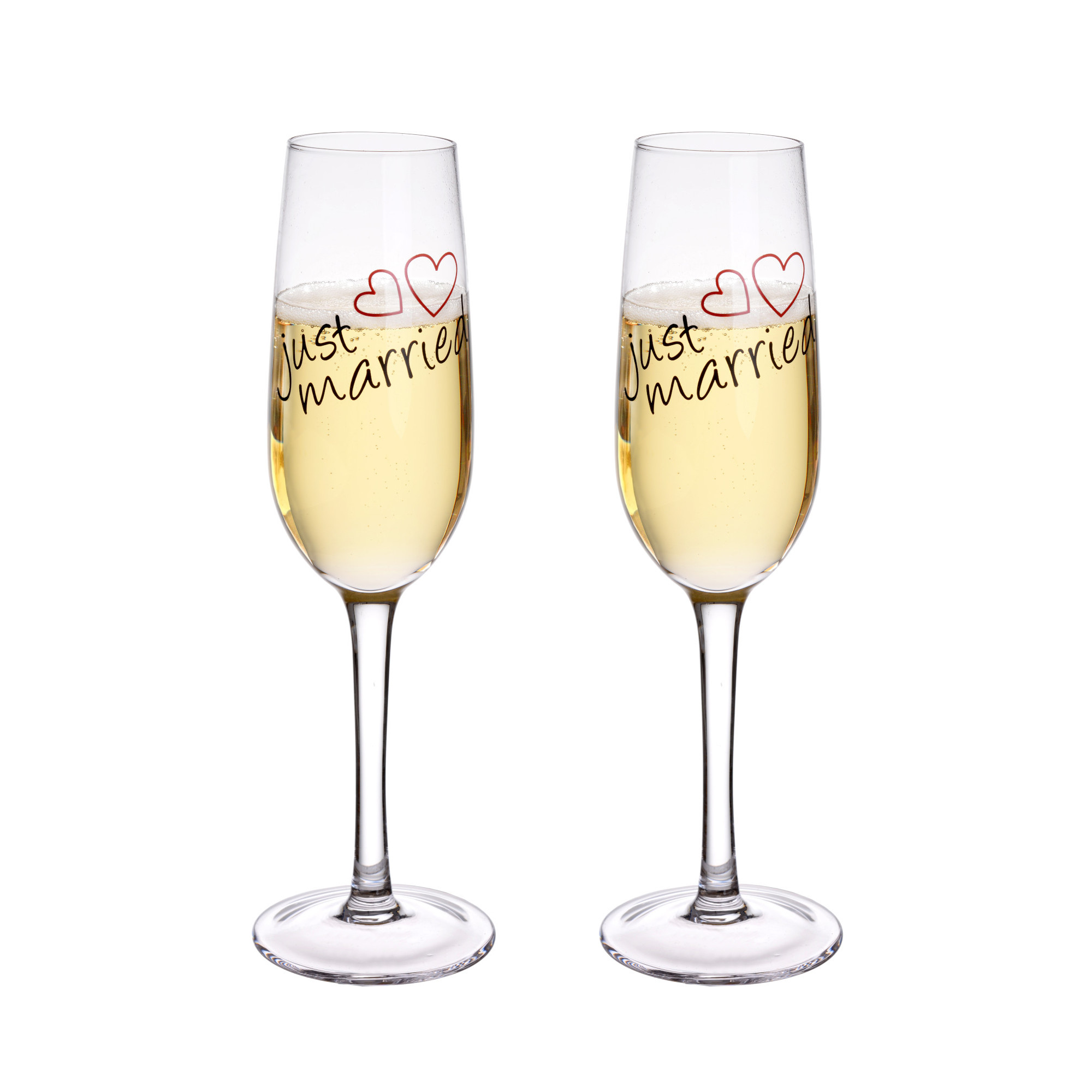 2er Set Sektglas "Just Married" 210 ml