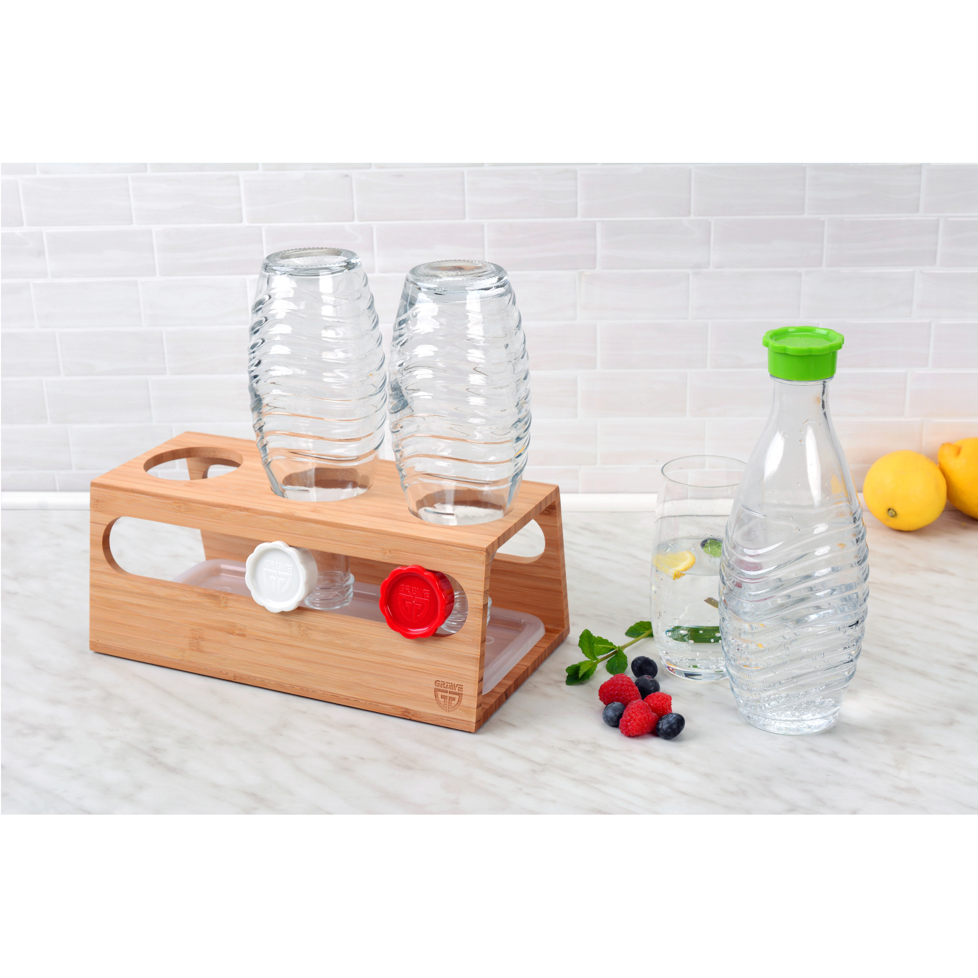 Bambus-Flaschenhalter für 3 Sodastreamflaschen