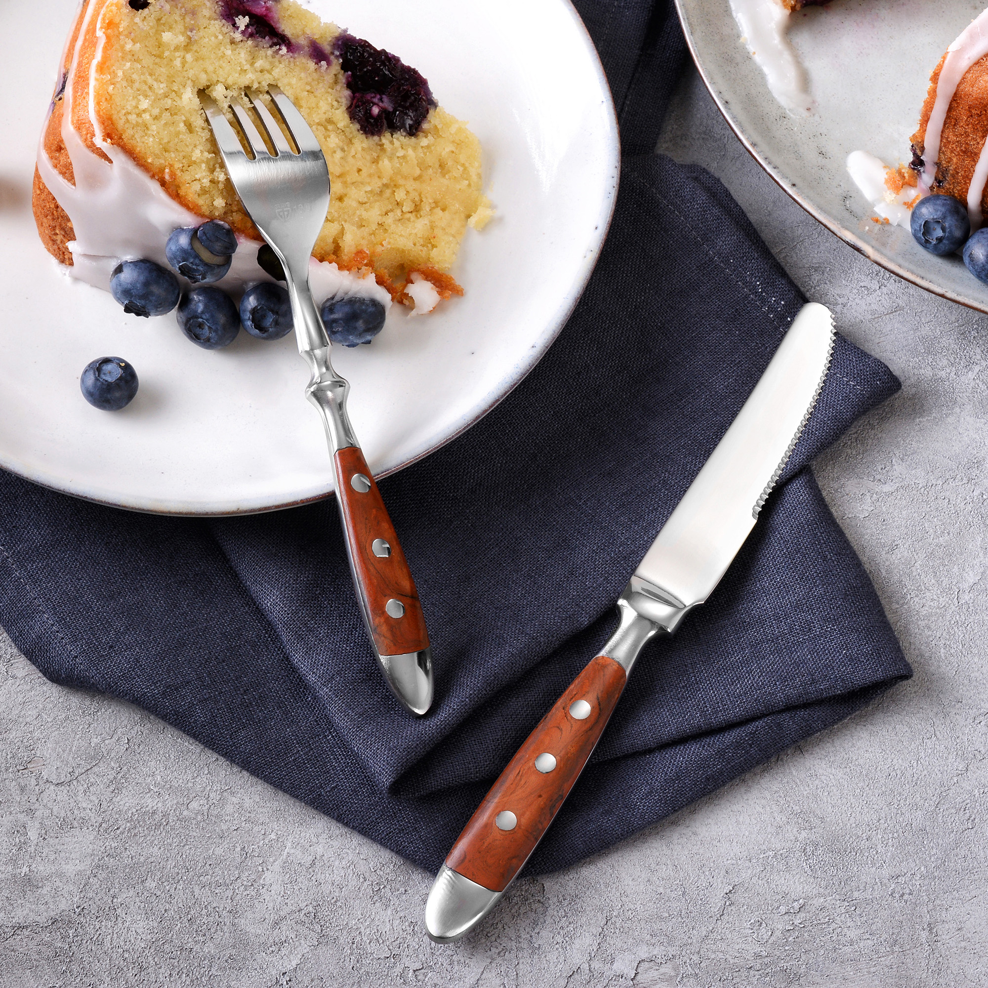 GRÄWE Dessertmesser, Serie Nürnberg, 6er Set, braune Griffe