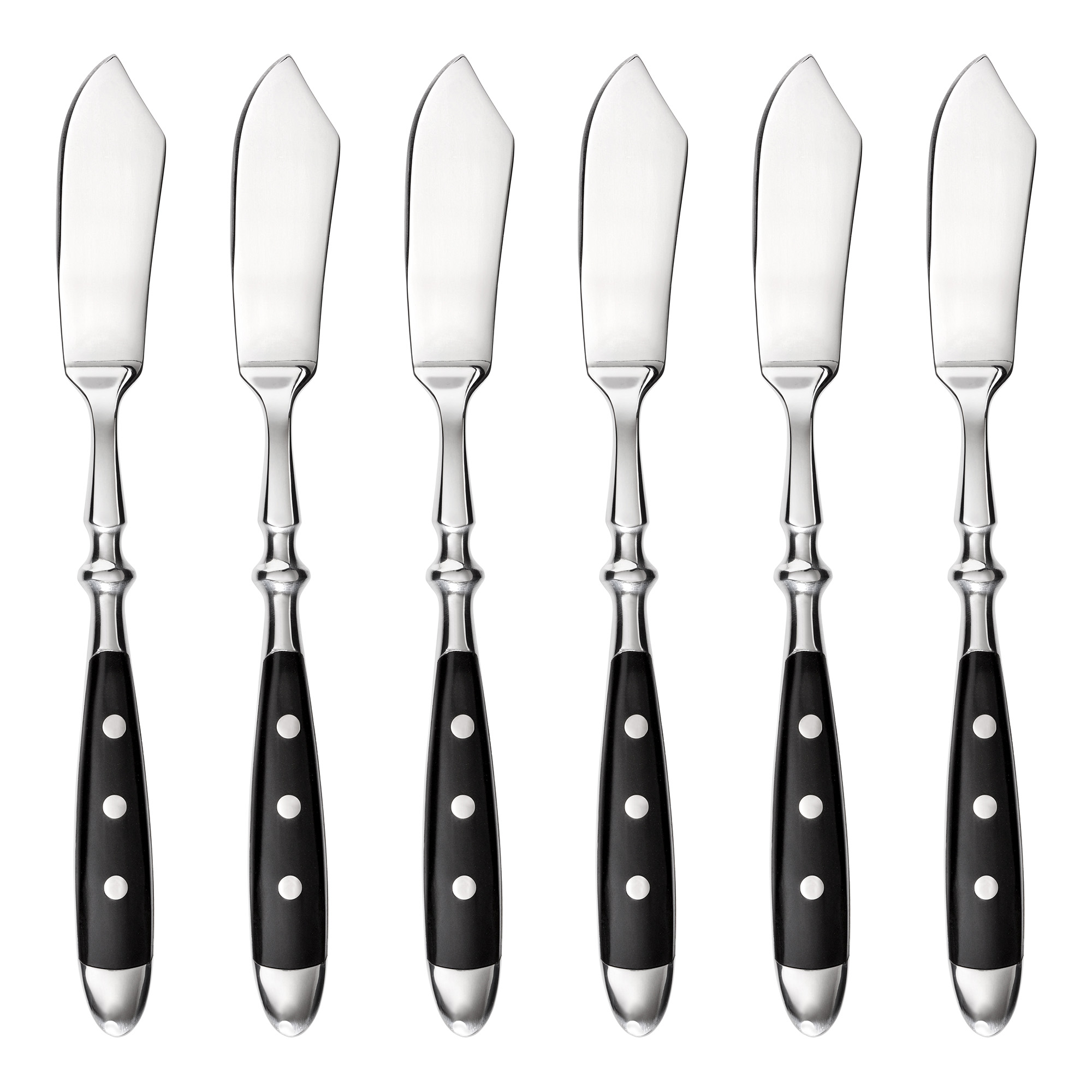Fischmesser, 6 Stück, Serie Nürnberg, schwarz