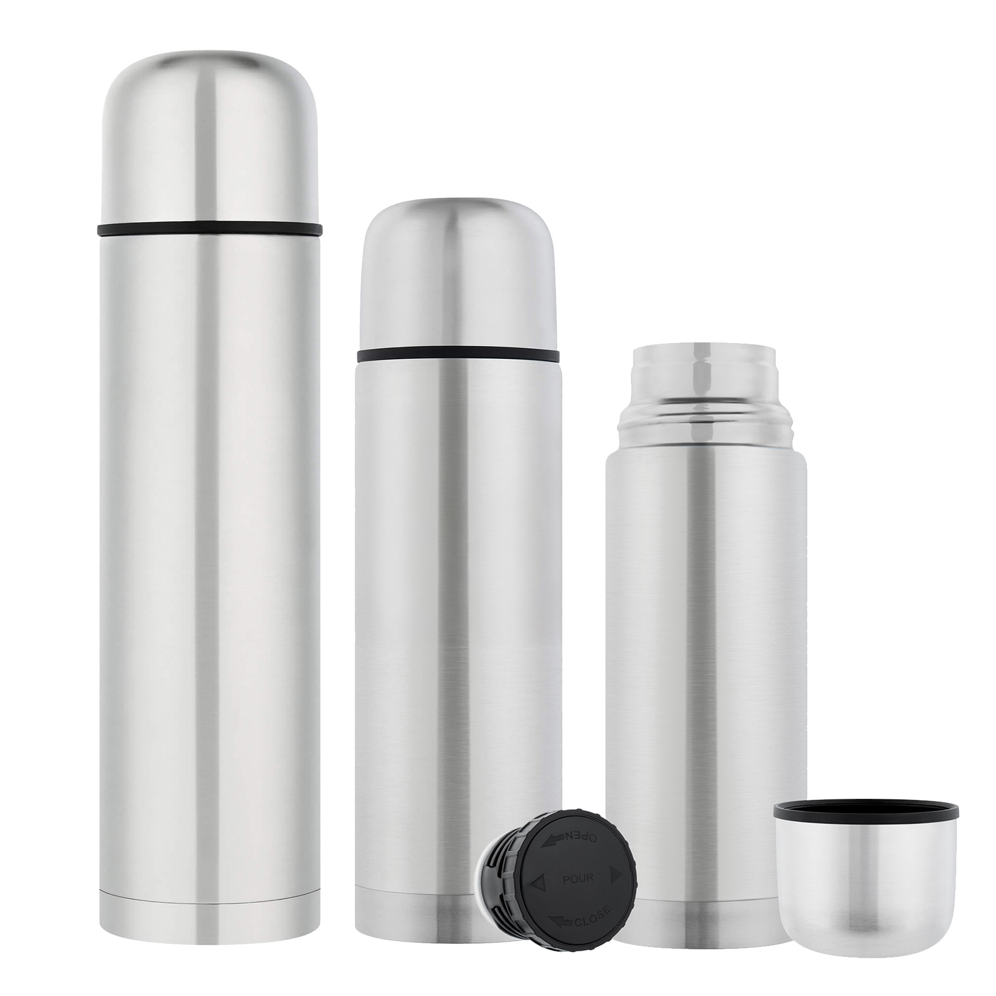 Isolierflaschen-Set 3-teilig silber