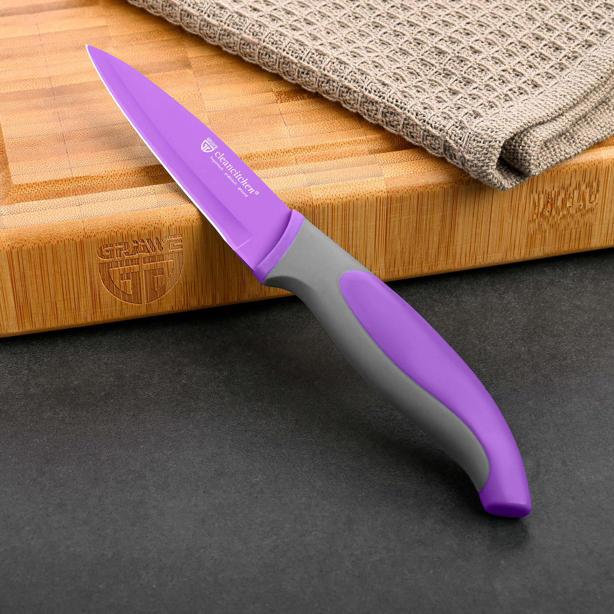 3er Set Küchenmesser mit Klingenschutz lavendel C3