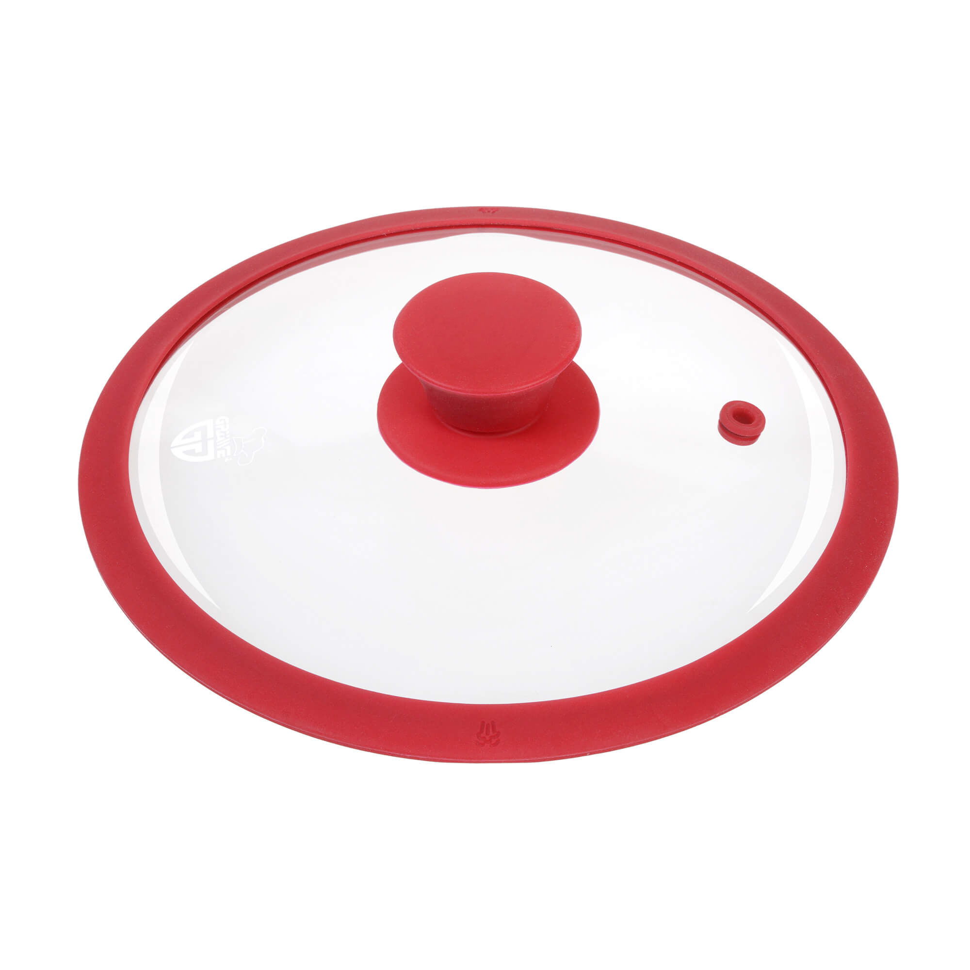 Glasdeckel mit Silikonrand Rot 20 cm