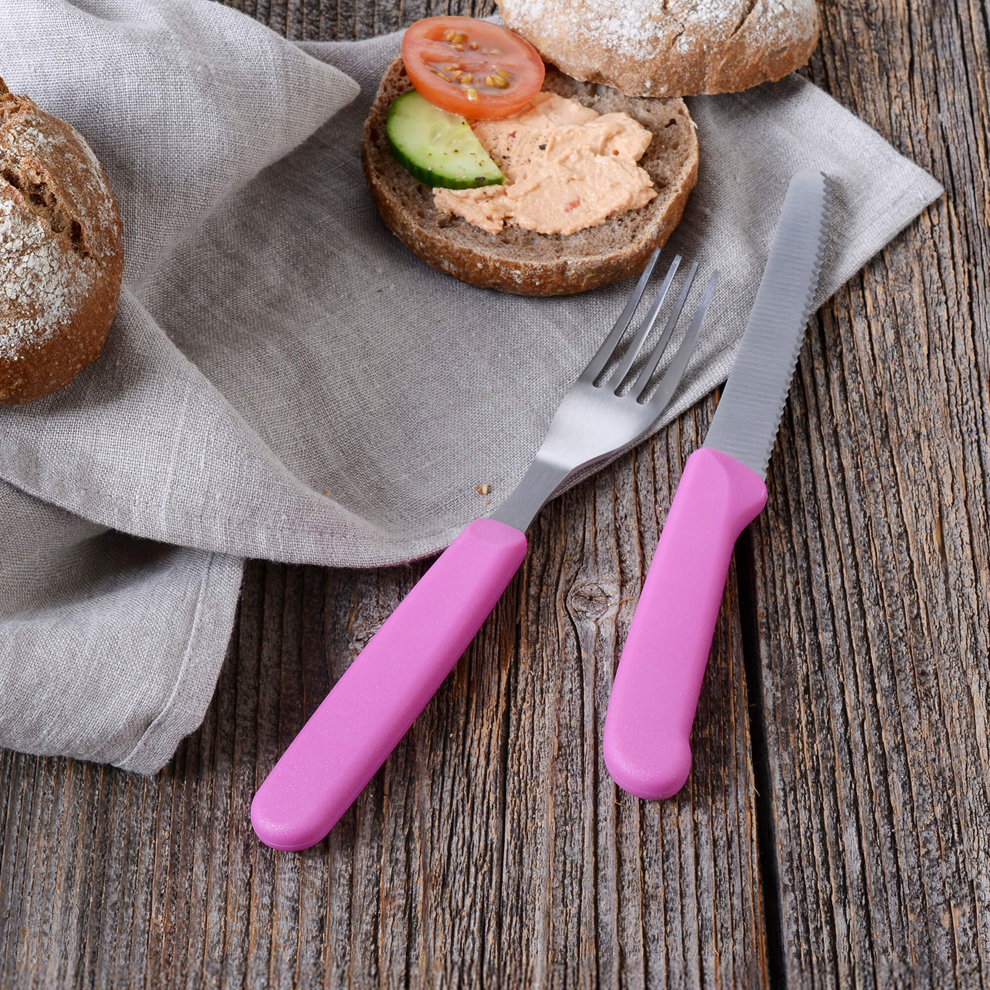 Frühstücksmesser / Brötchenmesser 6 Stück, pink