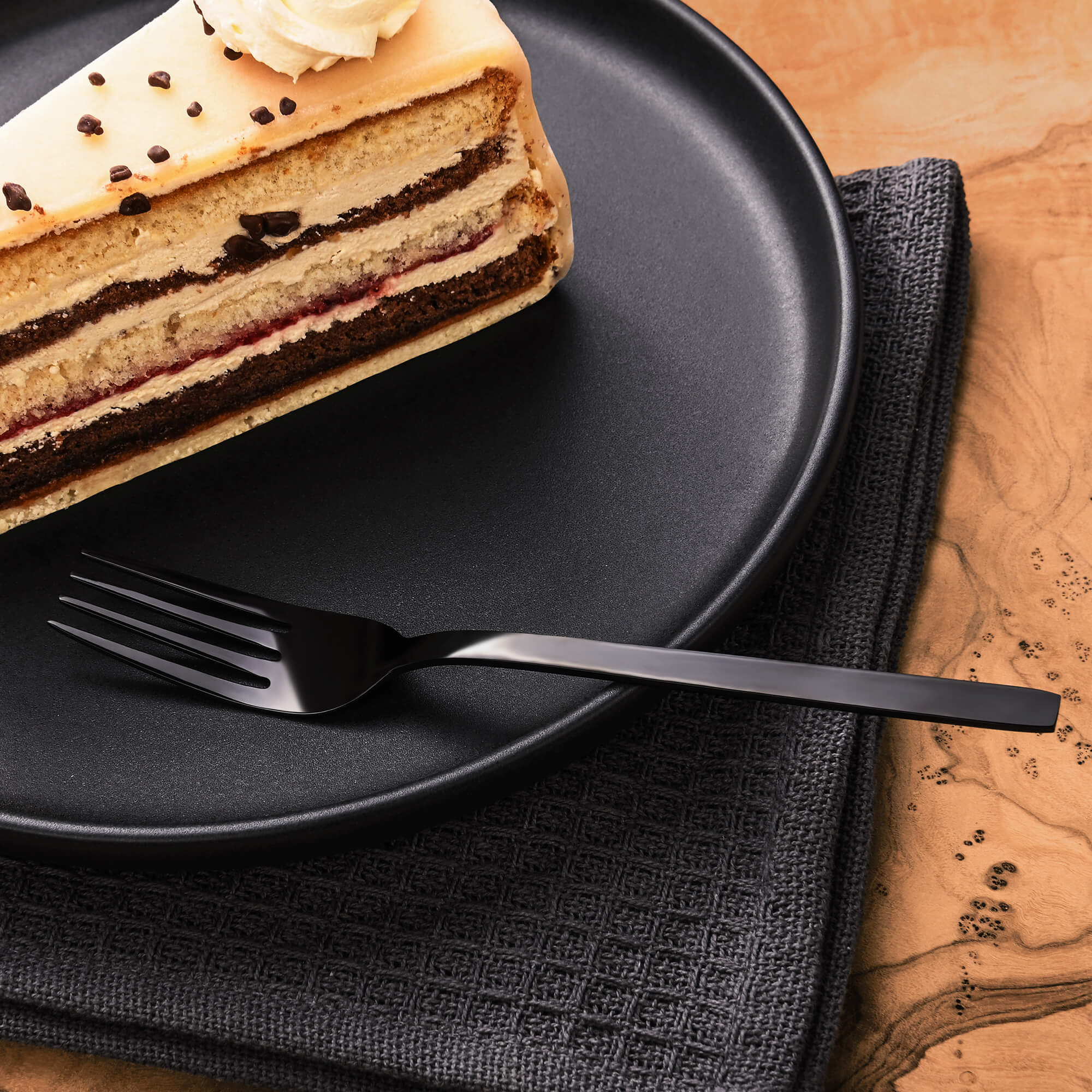 Dessertgabeln 6 Stück, Edelstahl - Titan, Serie LISSABON