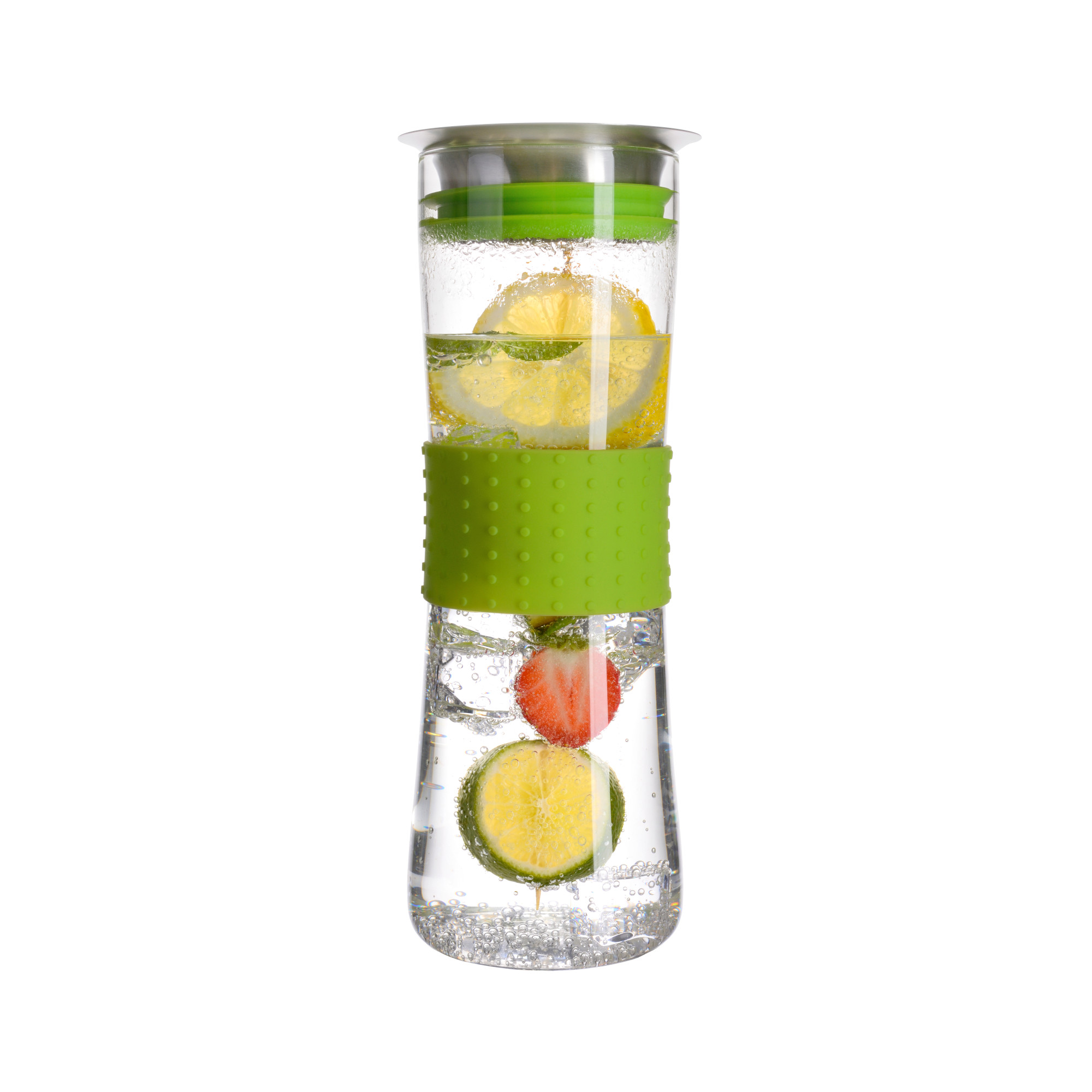 Glas-Karaffe mit Silikonmanschette, grün
