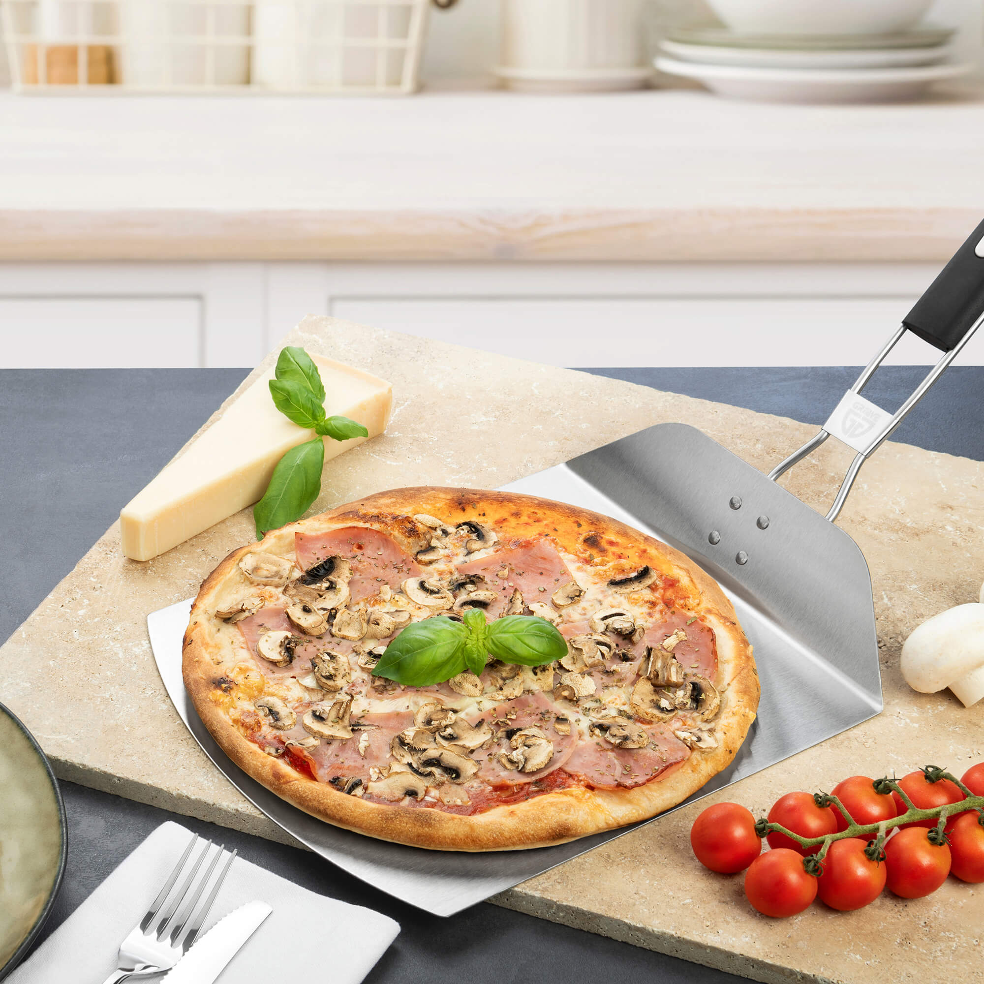 Pizzaschieber Edelstahl, 58 x 24 cm