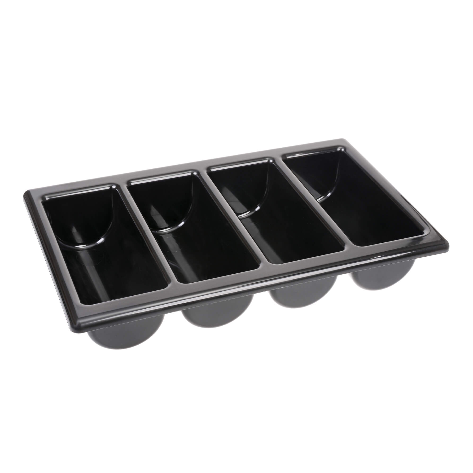 Besteckkasten mit 4 Fächern, schwarz, Polypropylen