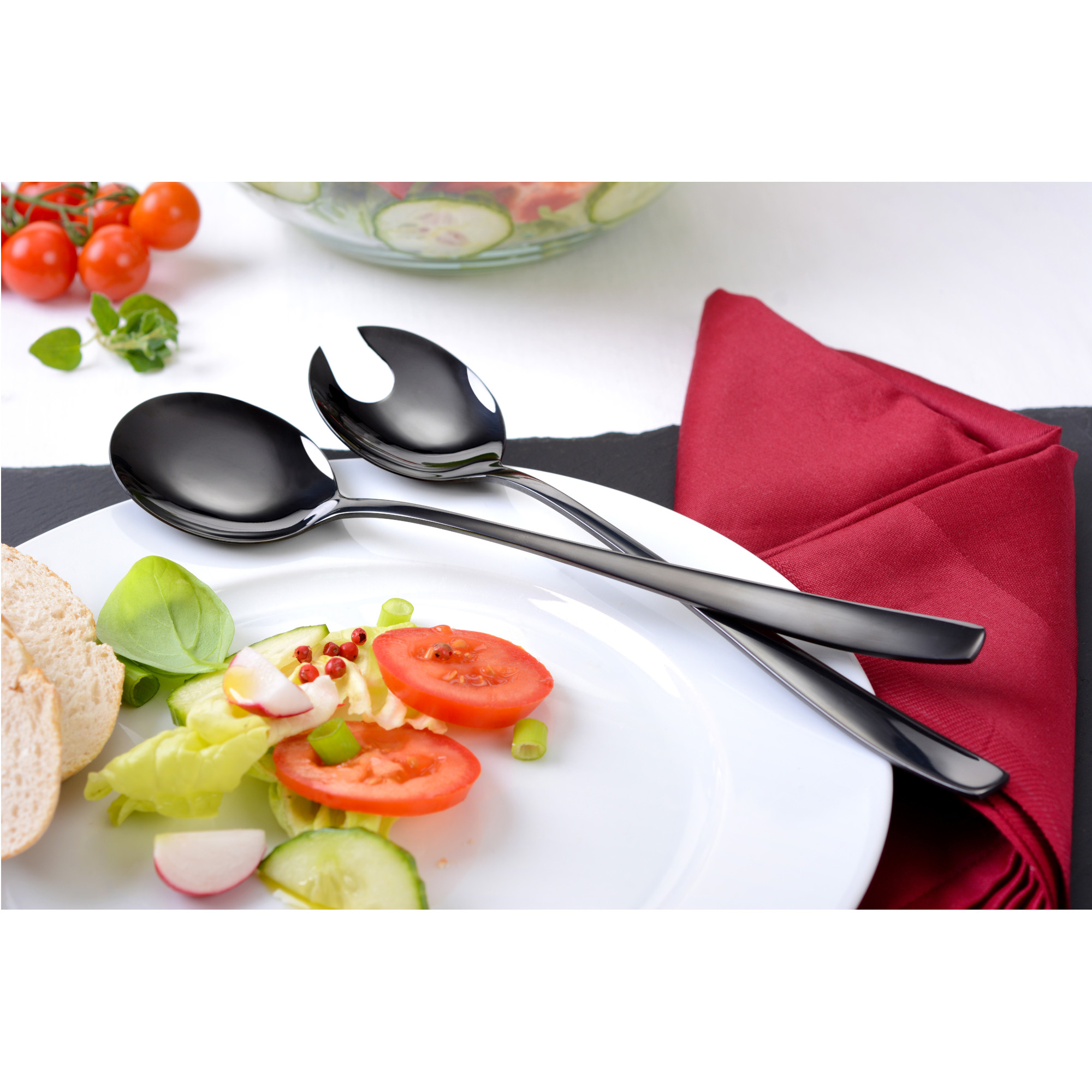 Salatbesteck 2-tlg, Edelstahl, schwarz