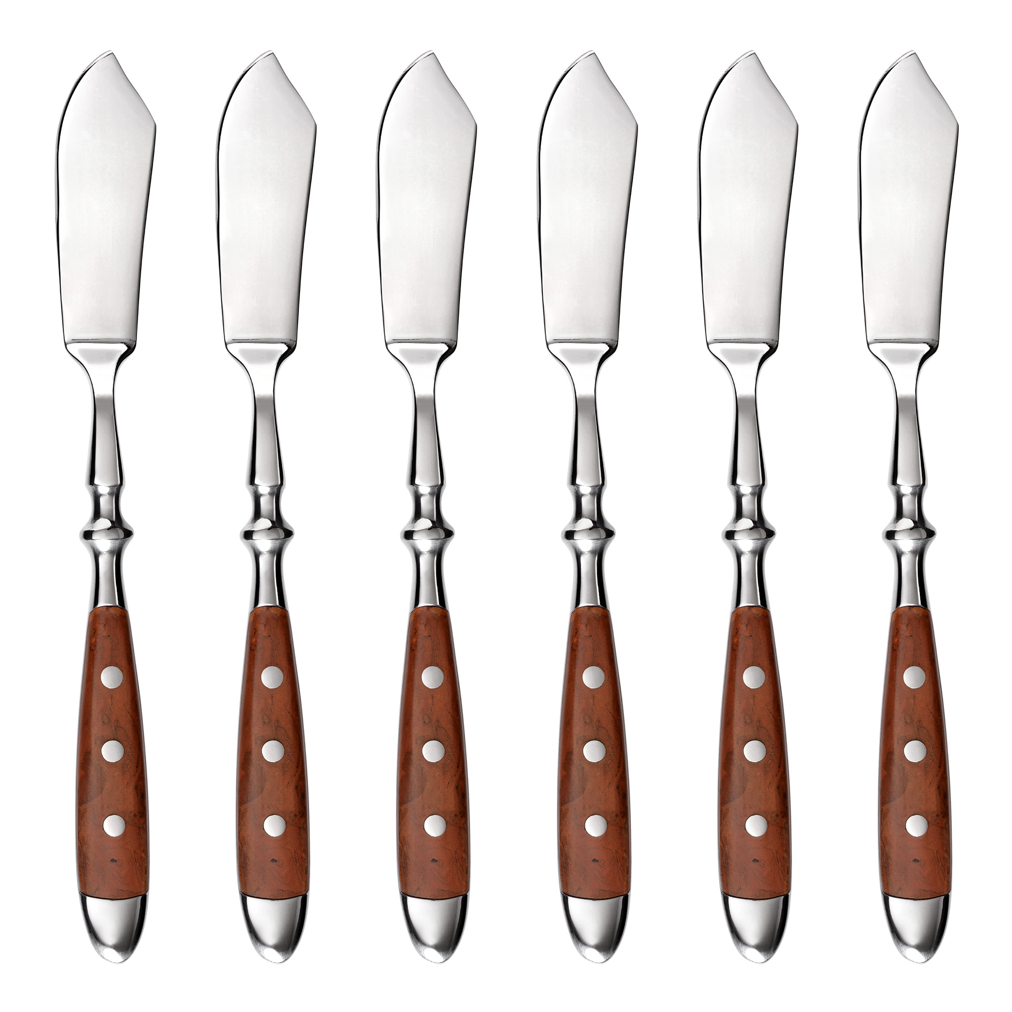 Fischmesser 6 Stück, Serie Nürnberg, braun