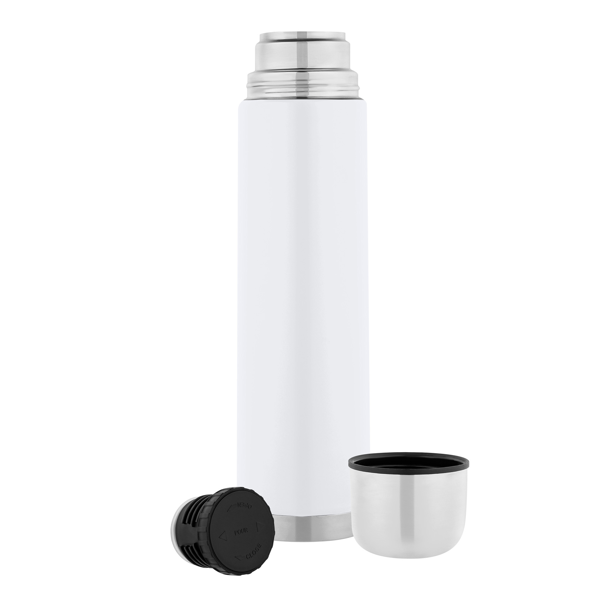 Isolierflasche 1 L , farbig Weiß