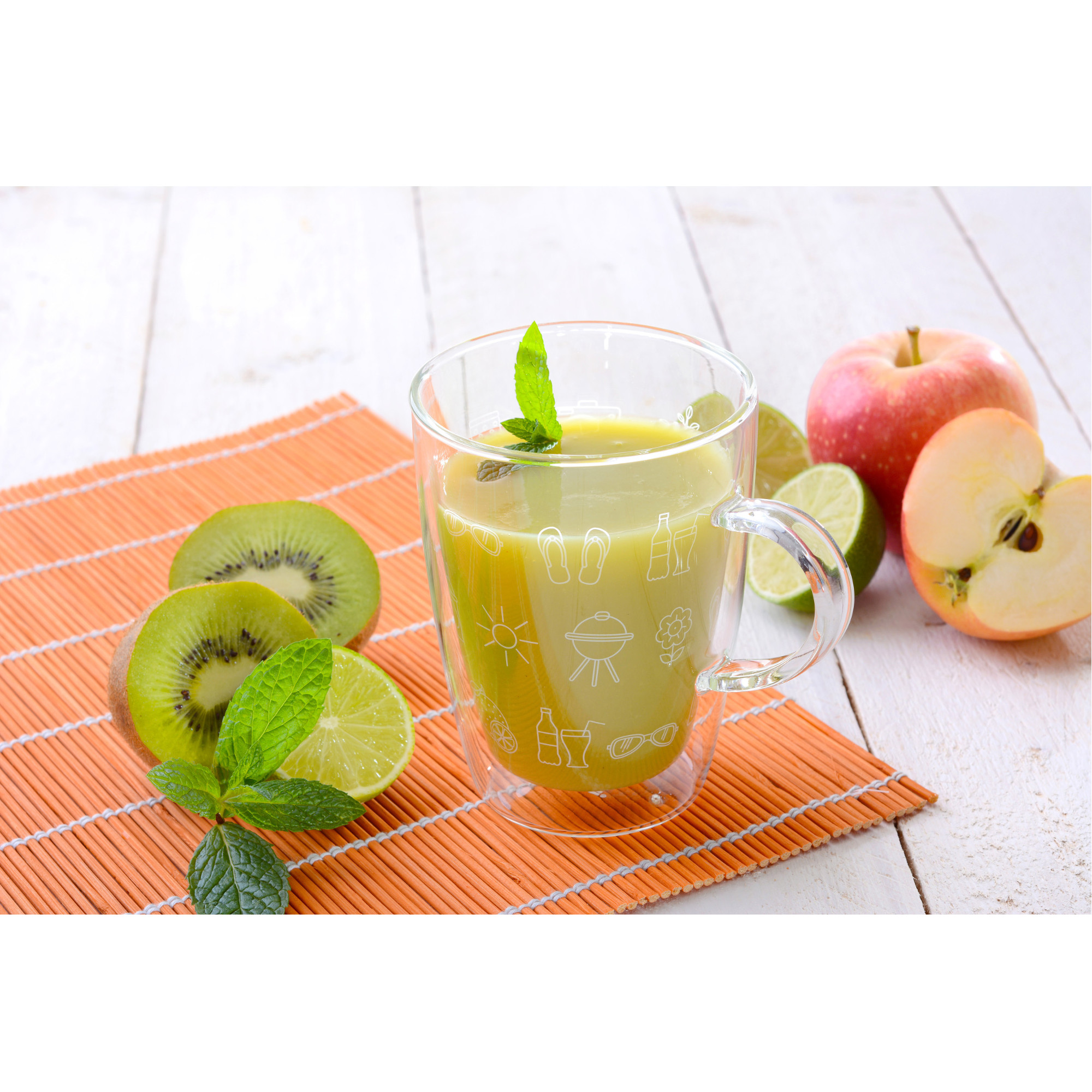Doppelglas-Becher mit Henkel, 300 ml, 'Sommer'