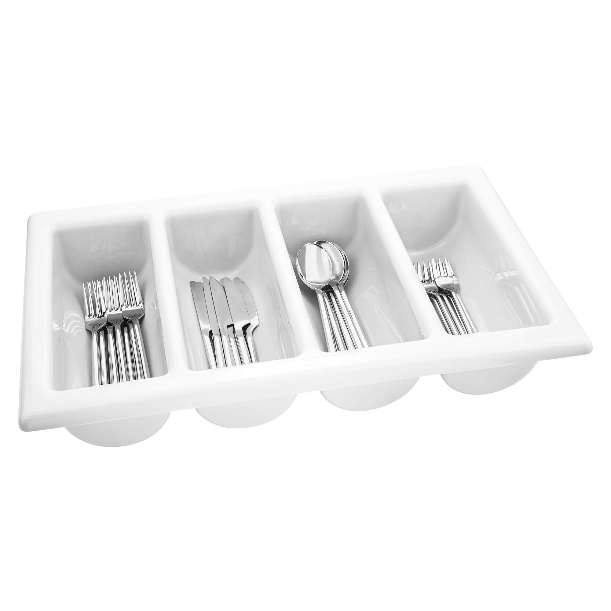 Besteckkasten Gastro, 4 Fächer, inkl. Deckel Kunststoff, Weiß