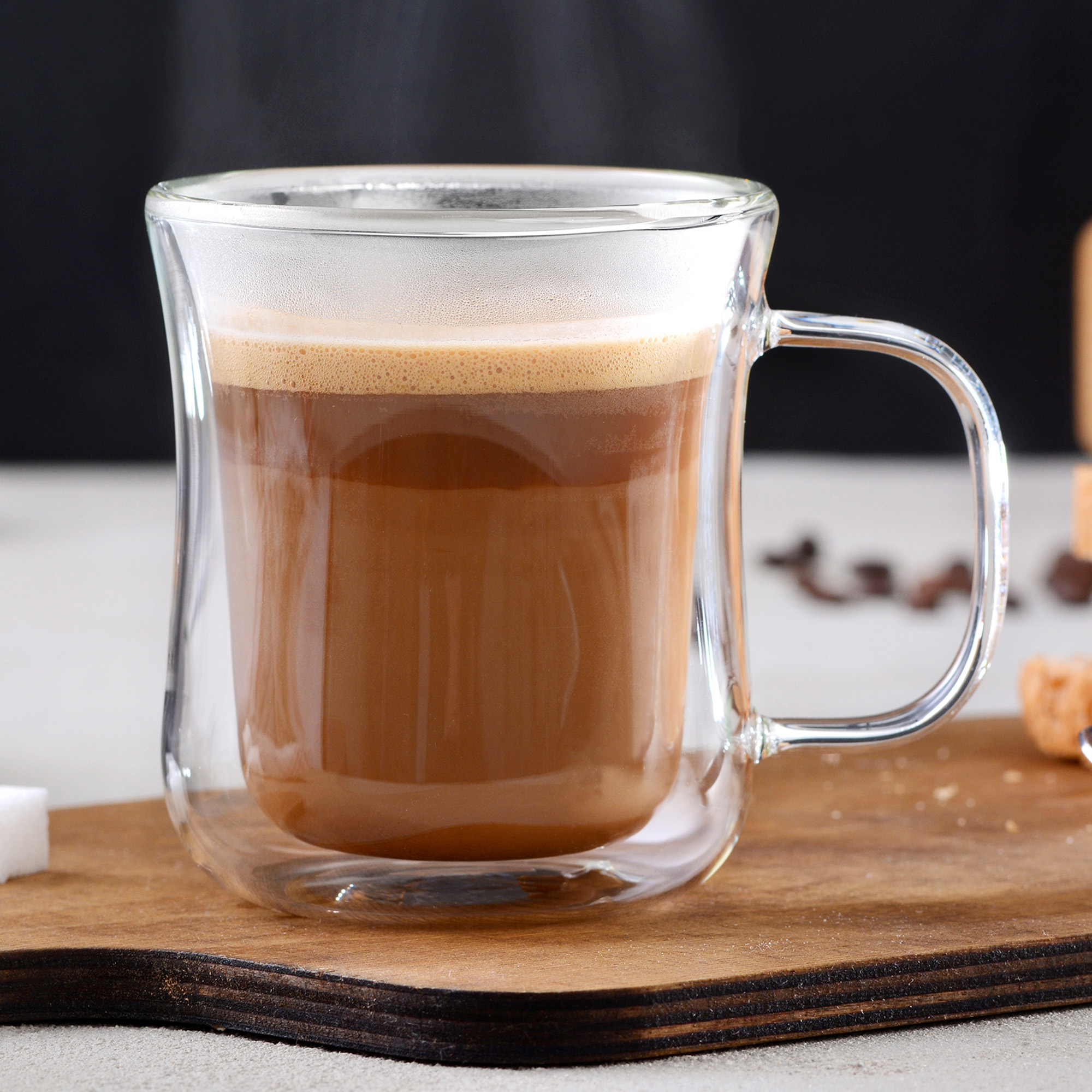 GRÄWE Doppelwandige-Thermogläser mit Henkel, 250ml, 2er Set, geschwungen
