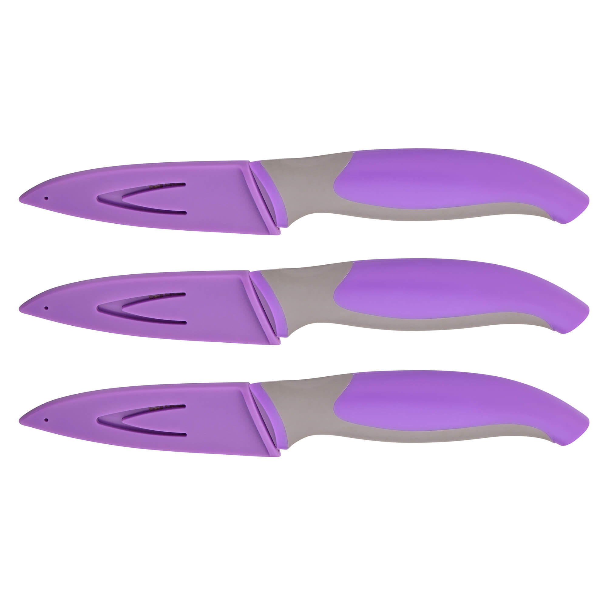 3er Set Küchenmesser mit Klingenschutz lavendel C3